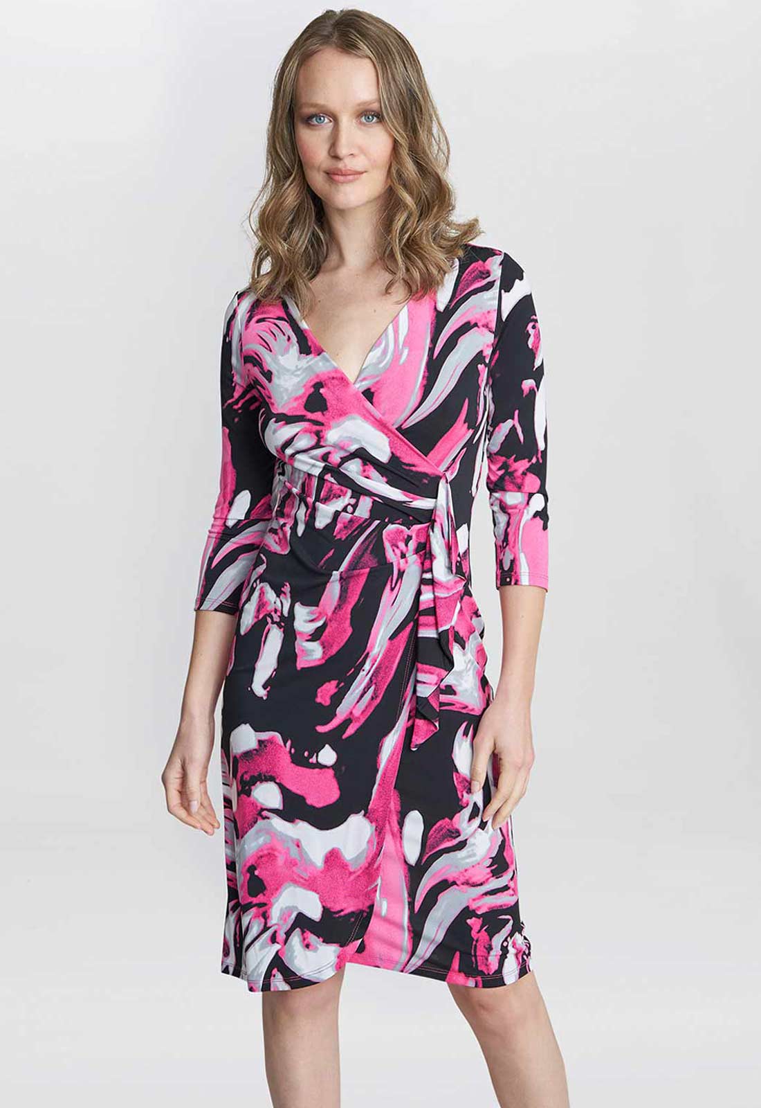 Gina Bacconi Anabelle Printed Jersey Ruffle Dress