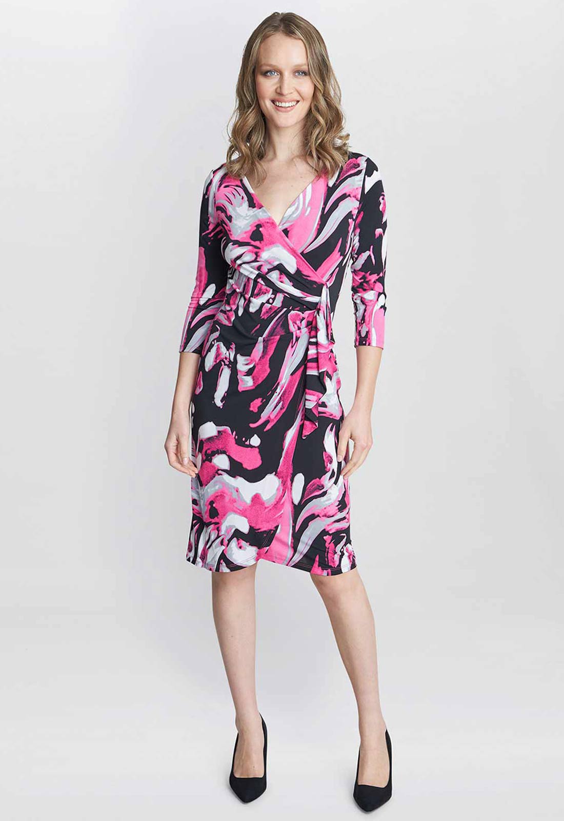 Gina Bacconi Anabelle Printed Jersey Ruffle Dress