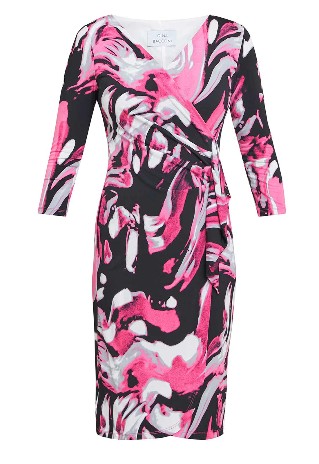 Gina Bacconi Anabelle Printed Jersey Ruffle Dress