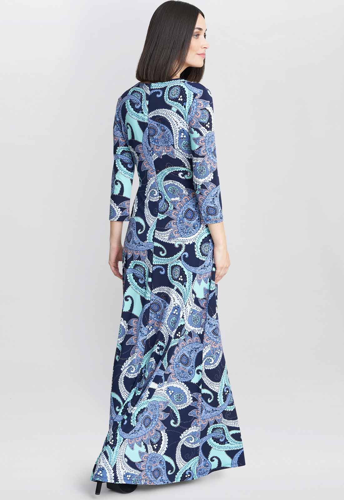 Gina Bacconi Blue Danielle Jersey Wrap Maxi Dress