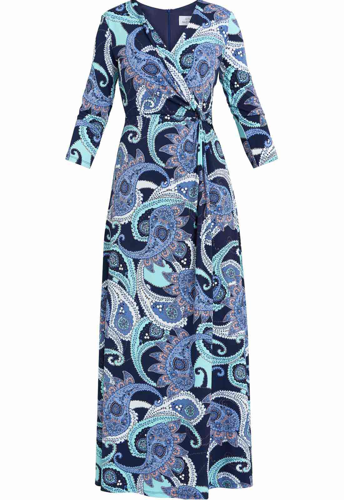 Gina Bacconi Blue Danielle Jersey Wrap Maxi Dress