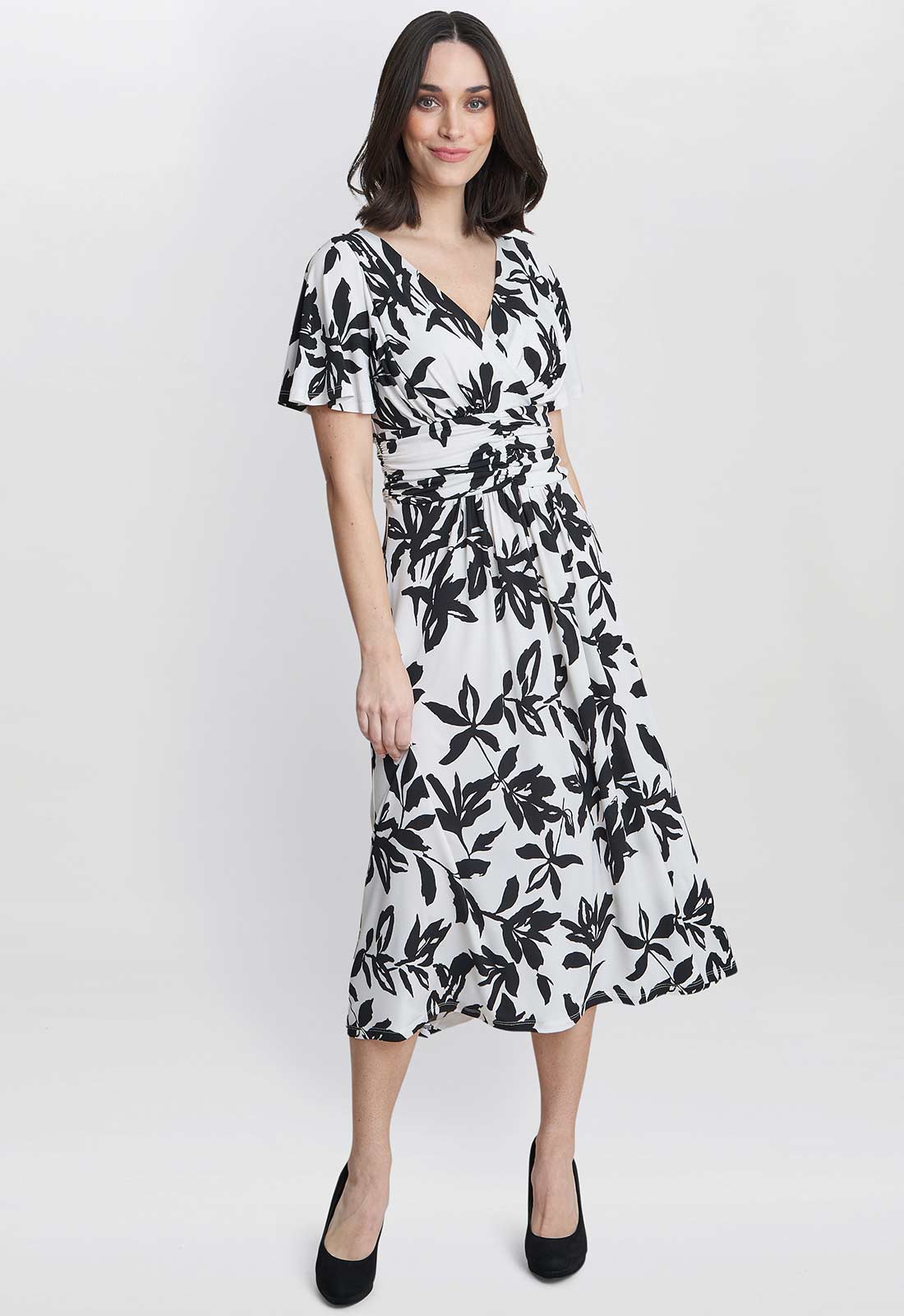 Gina Bacconi Black & White Gabriella Jersey Print Dress