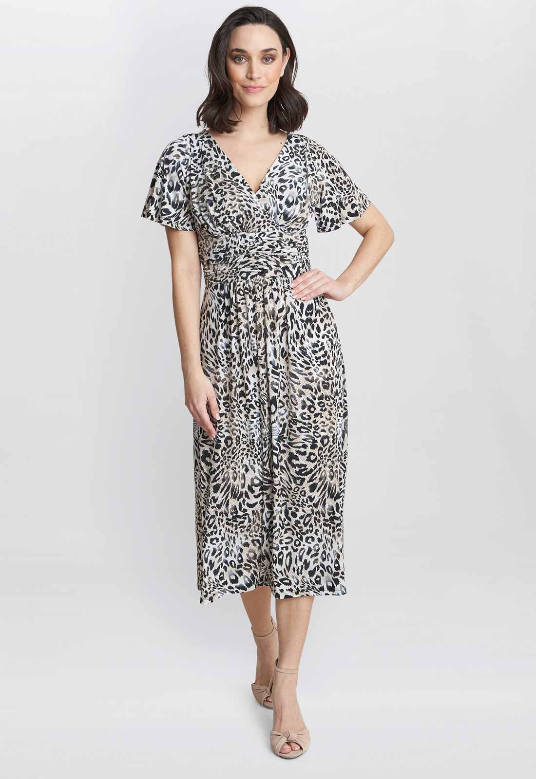 Gina Bacconi Black and Beige Georgia Jersey Maxi Dress