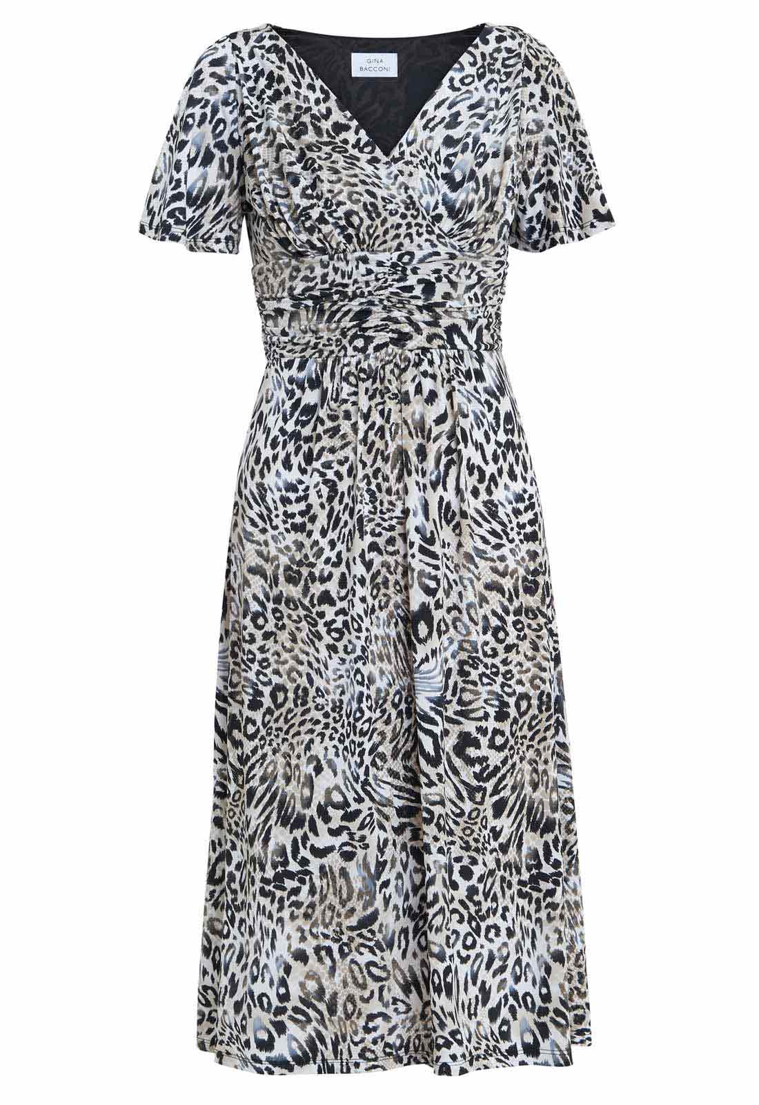 Gina Bacconi Black and Beige Georgia Jersey Maxi Dress