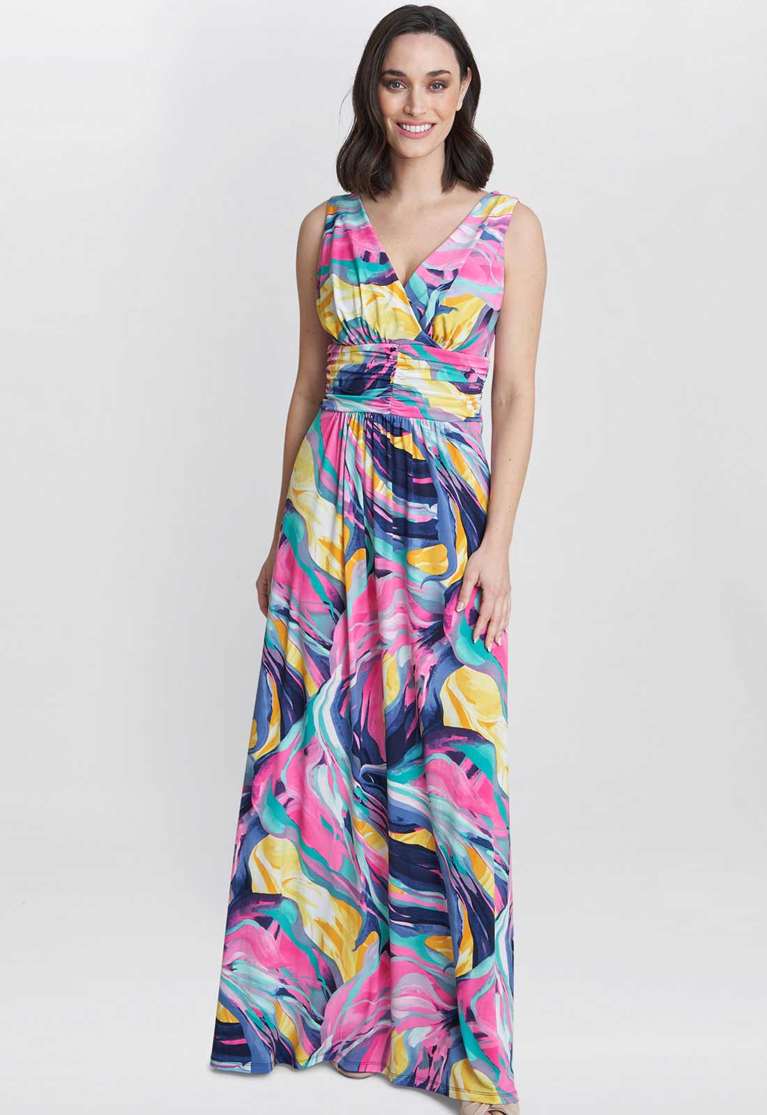 Gina Bacconi Peach Camille Jersey Maxi Dress