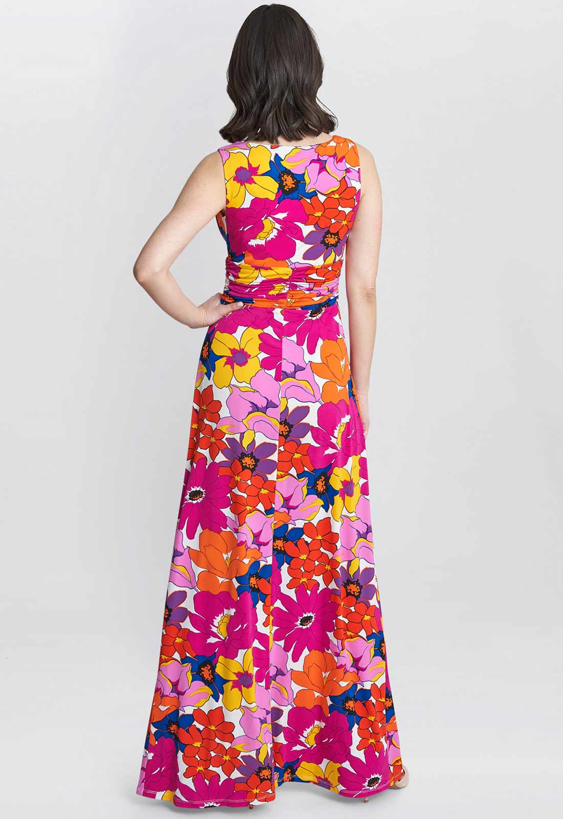 Gina Bacconi Pink and Orange Jaime Jersey Maxi Dress