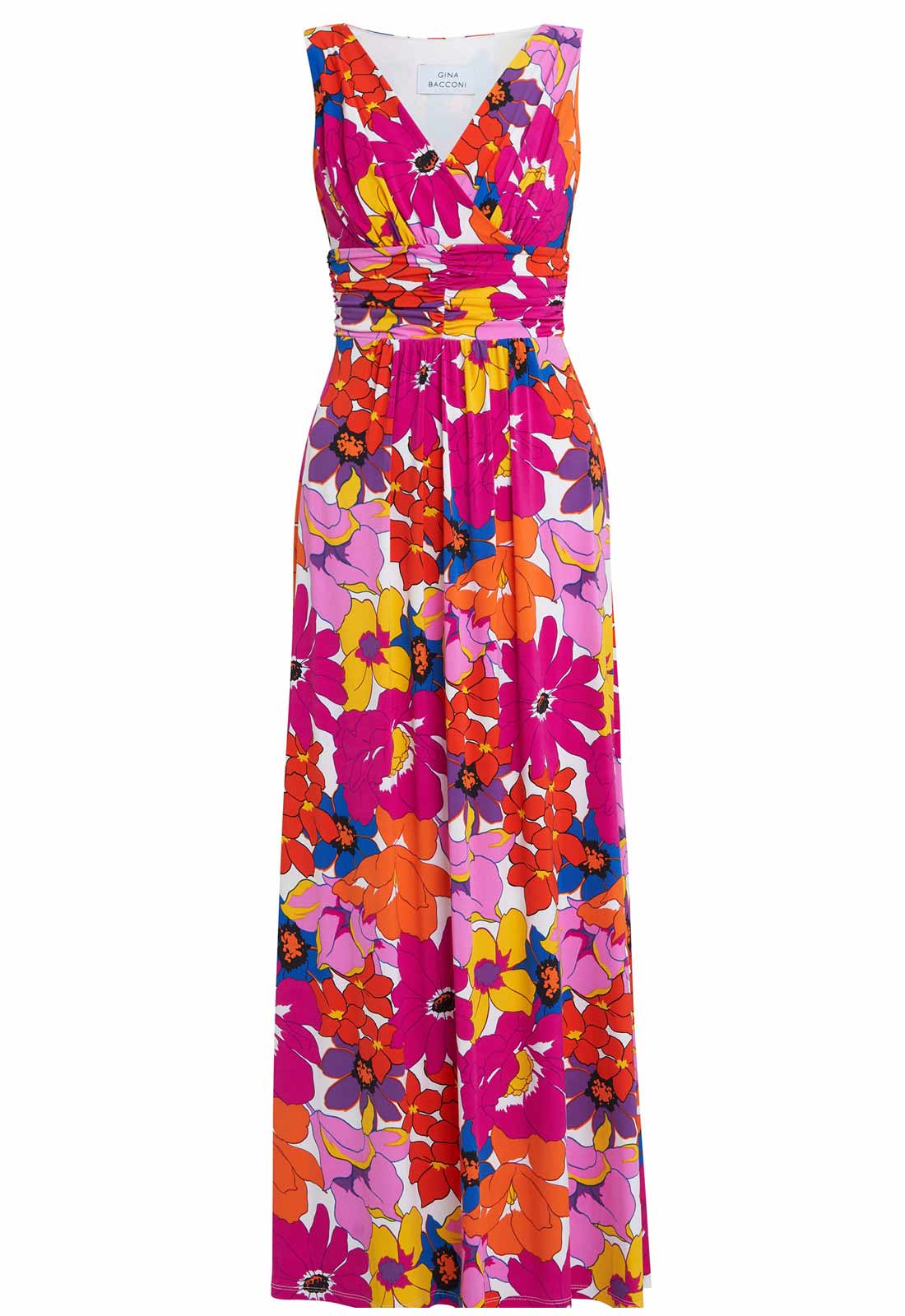 Gina Bacconi Pink and Orange Jaime Jersey Maxi Dress