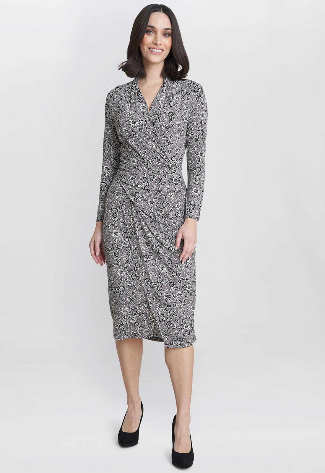 Gina Bacconi Silver Janet Jersey Wrap Dress