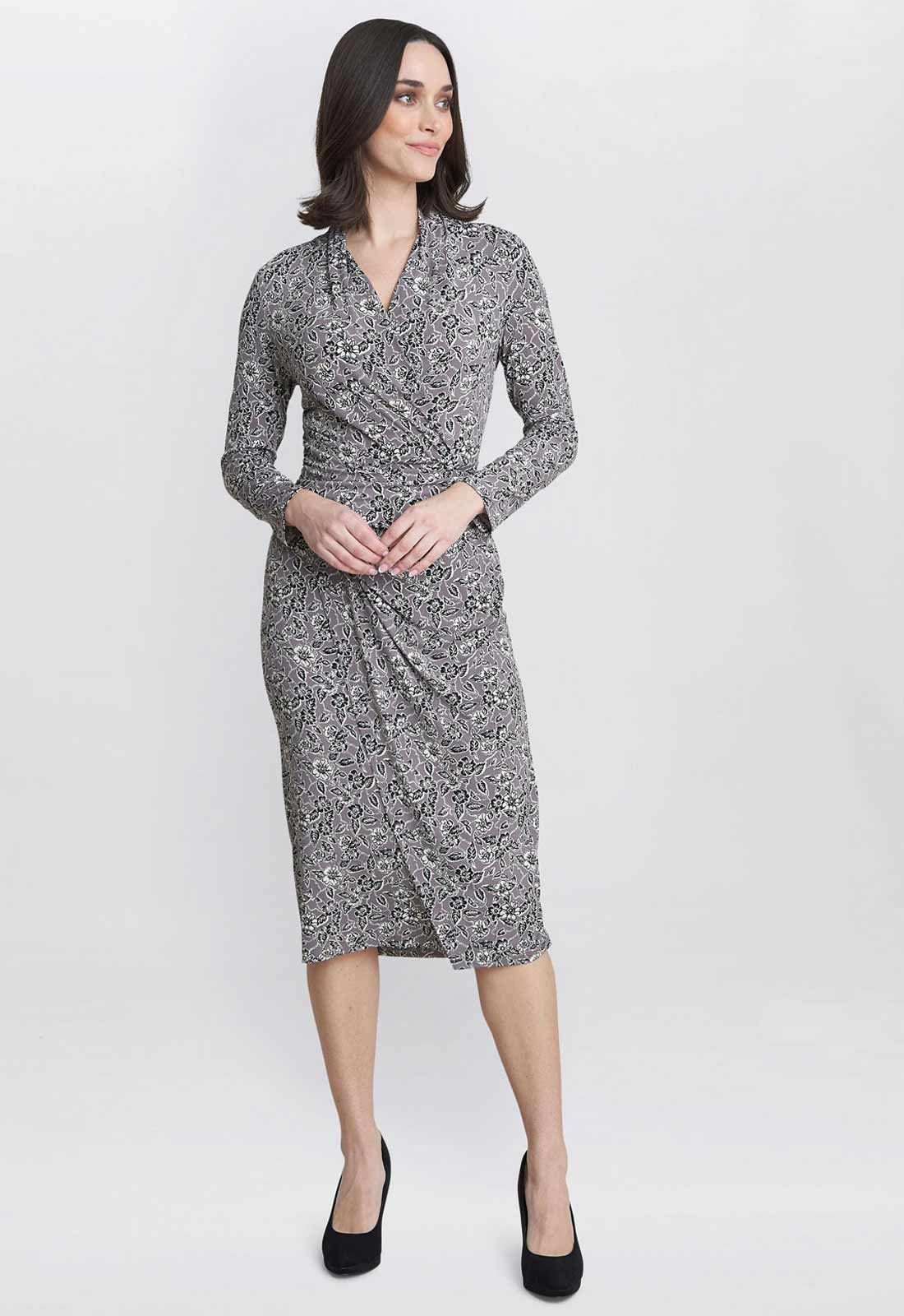 Gina Bacconi Silver Janet Jersey Wrap Dress