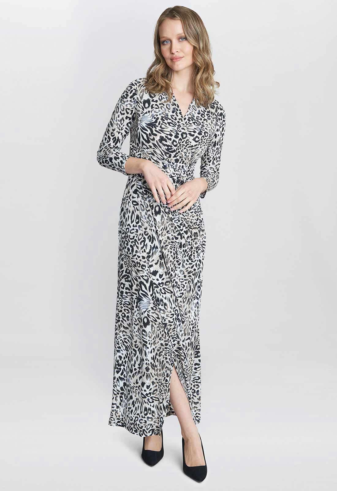 Gina Bacconi Black Keri Jersey Wrap Maxi Dress