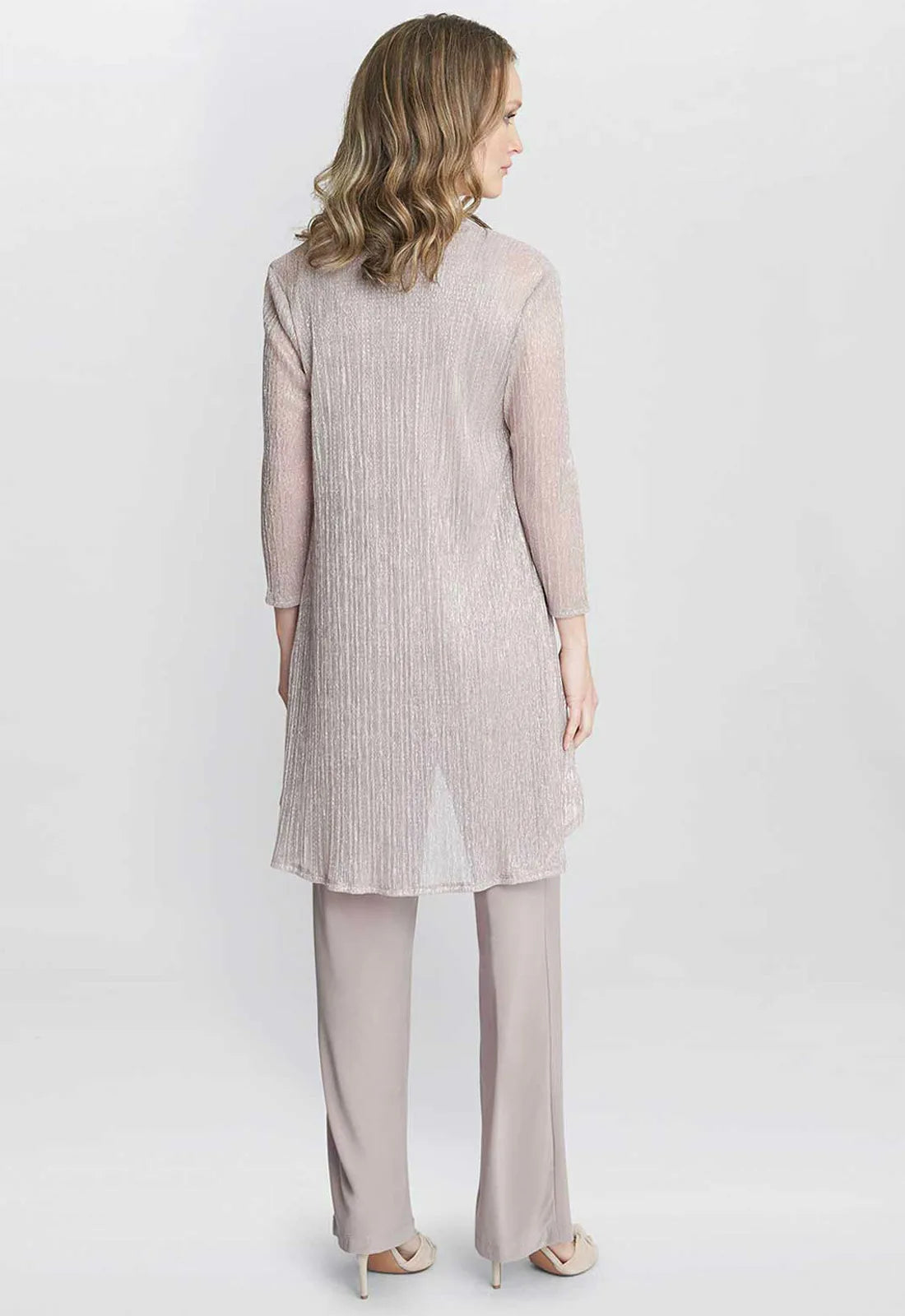 Gina Bacconi Natasha Three Piece Metallic Crinkle Trouser Suit