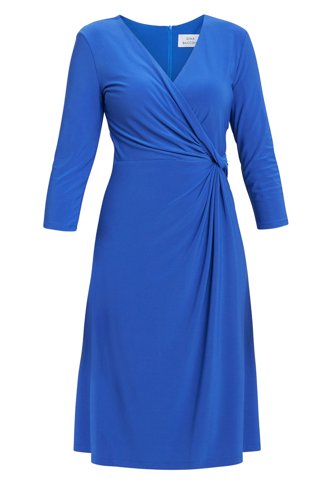 Gina Bacconi Blue Antonia Jersey Wrap Dress