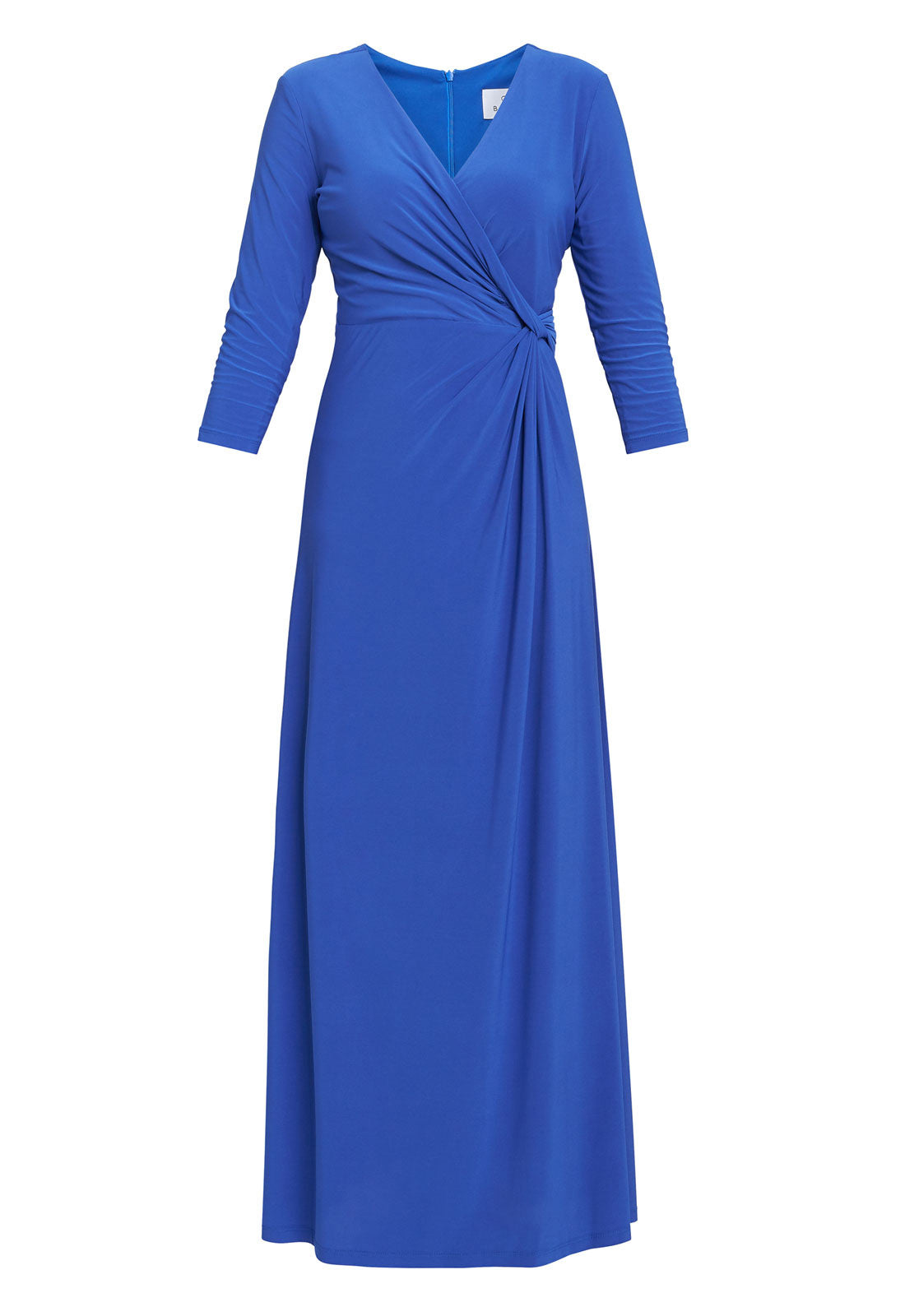 Gina Bacconi Blue Celine Jersey Wrap Maxi Dress