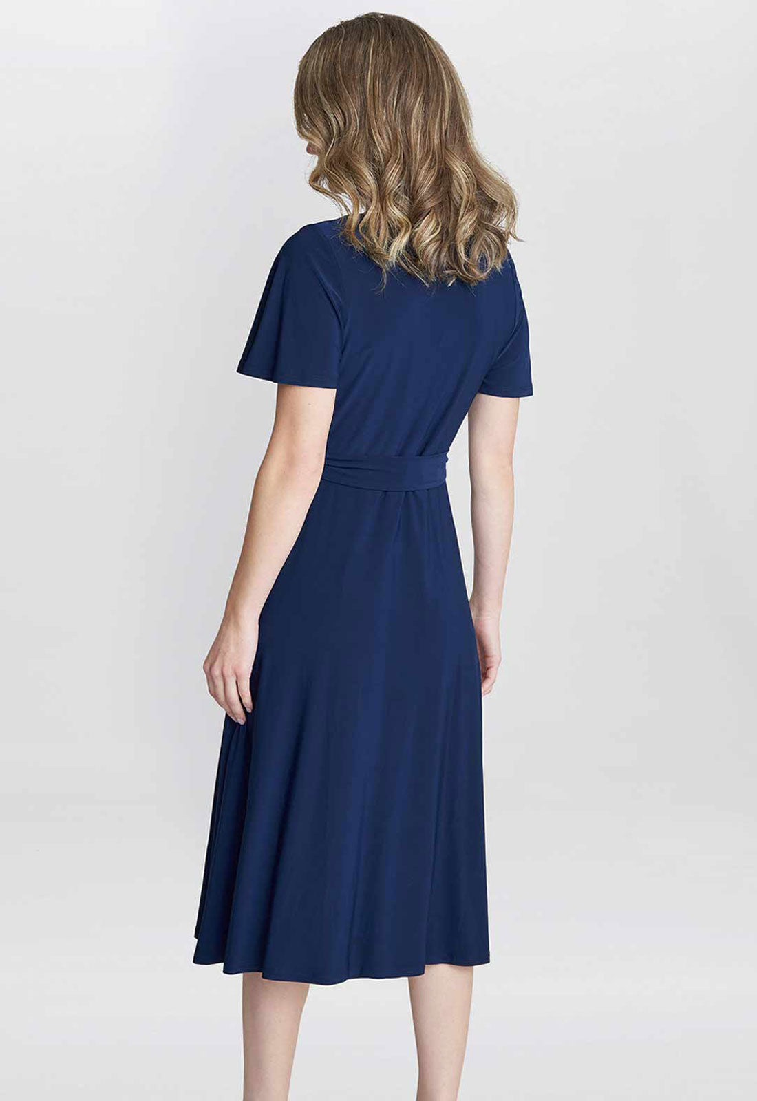 Gina Bacconi Navy Donna Jersey Dress With Tie Belt