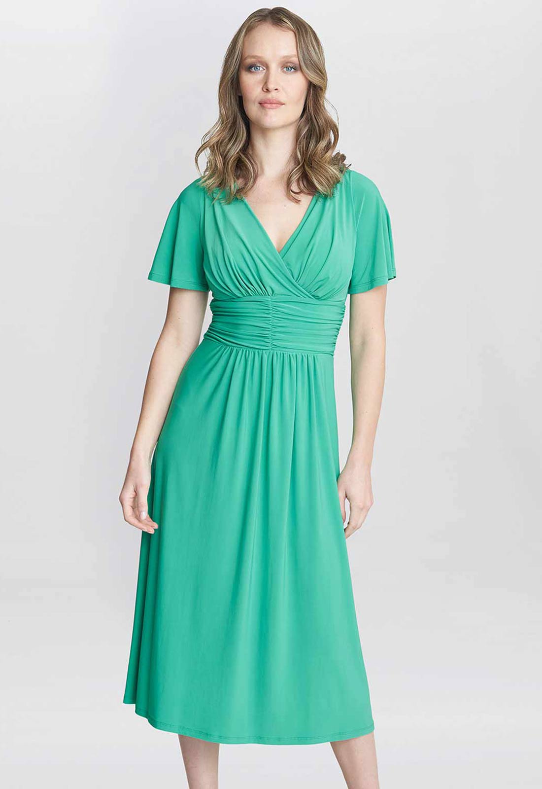 Gina Bacconi Green Frieda Jersey Print Dress