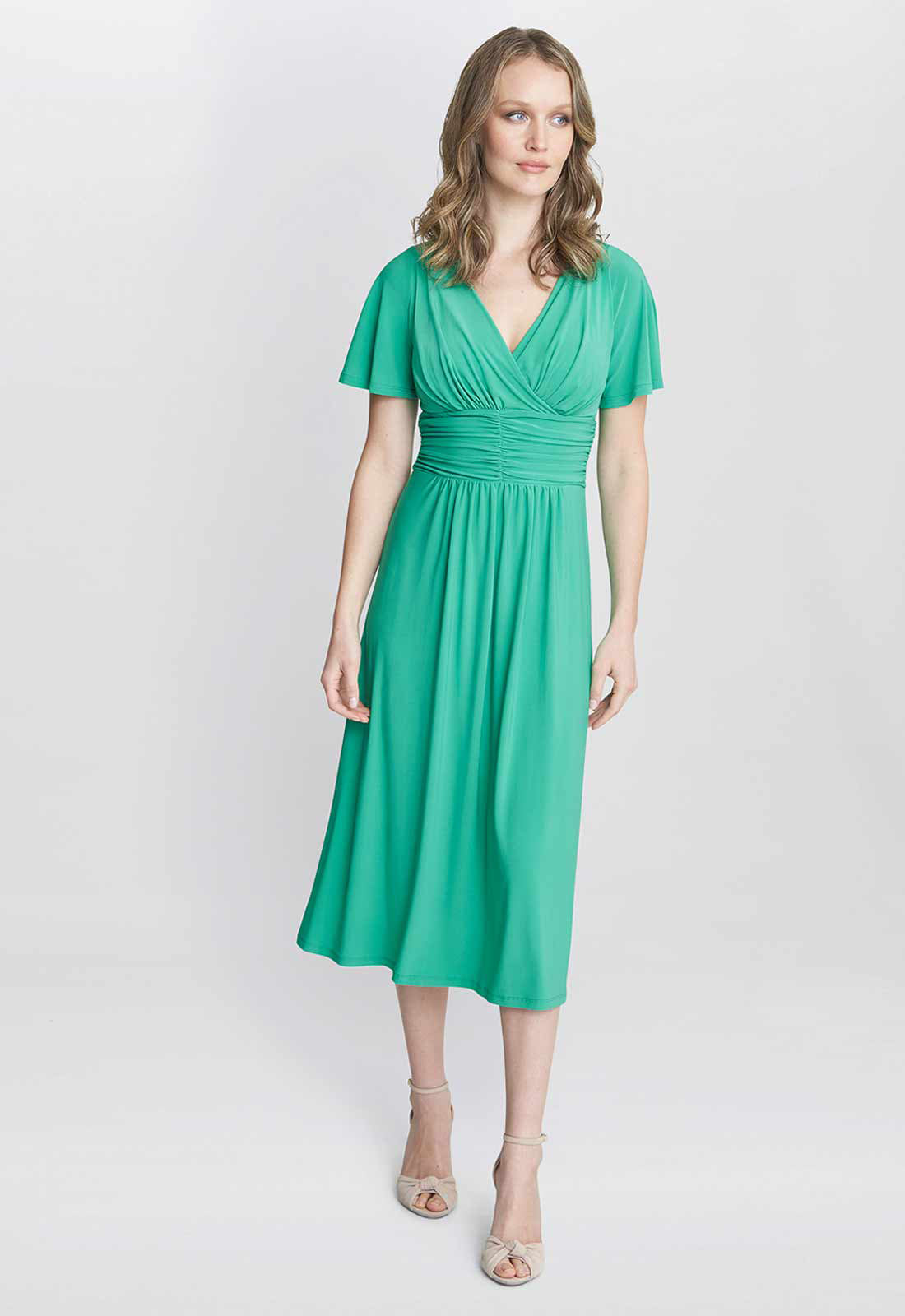 Gina Bacconi Green Frieda Jersey Print Dress