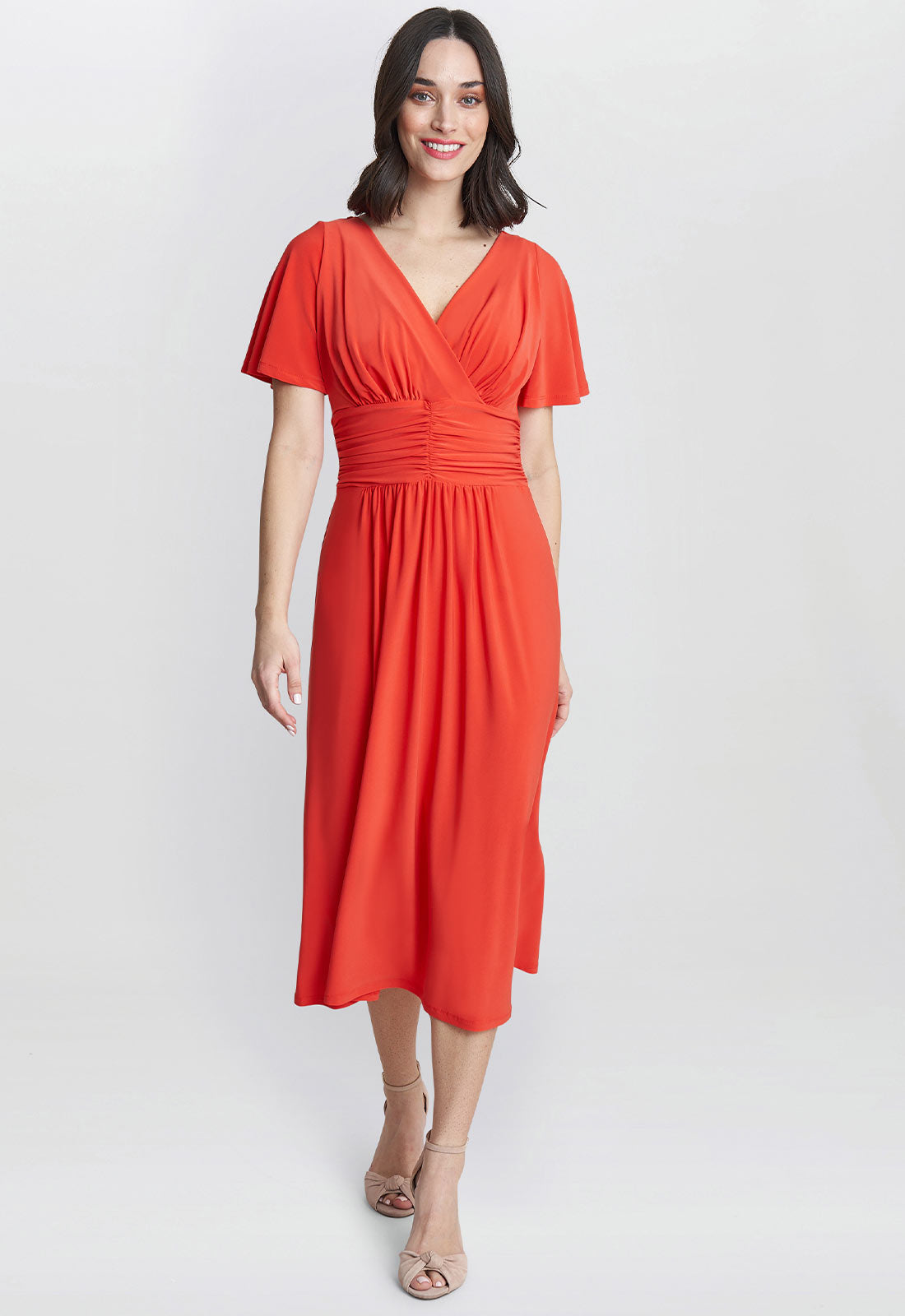 Gina Bacconi Orange Frieda Jersey Print Dress