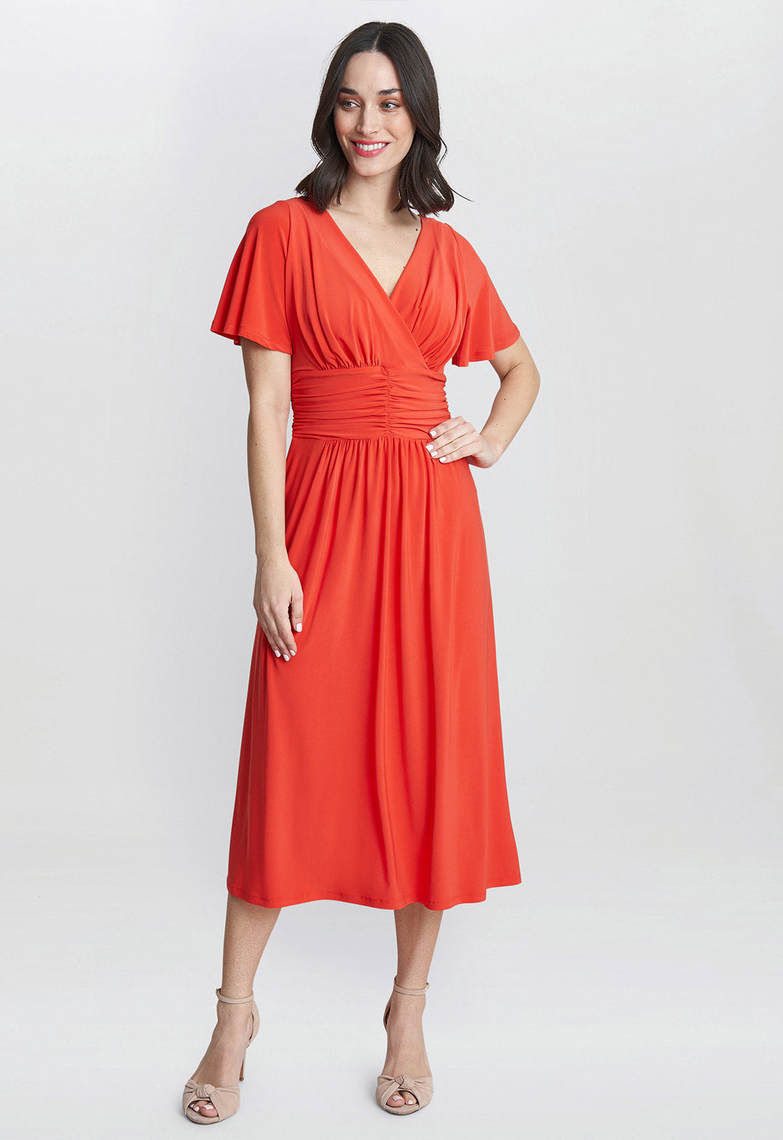 Gina Bacconi Orange Frieda Jersey Print Dress