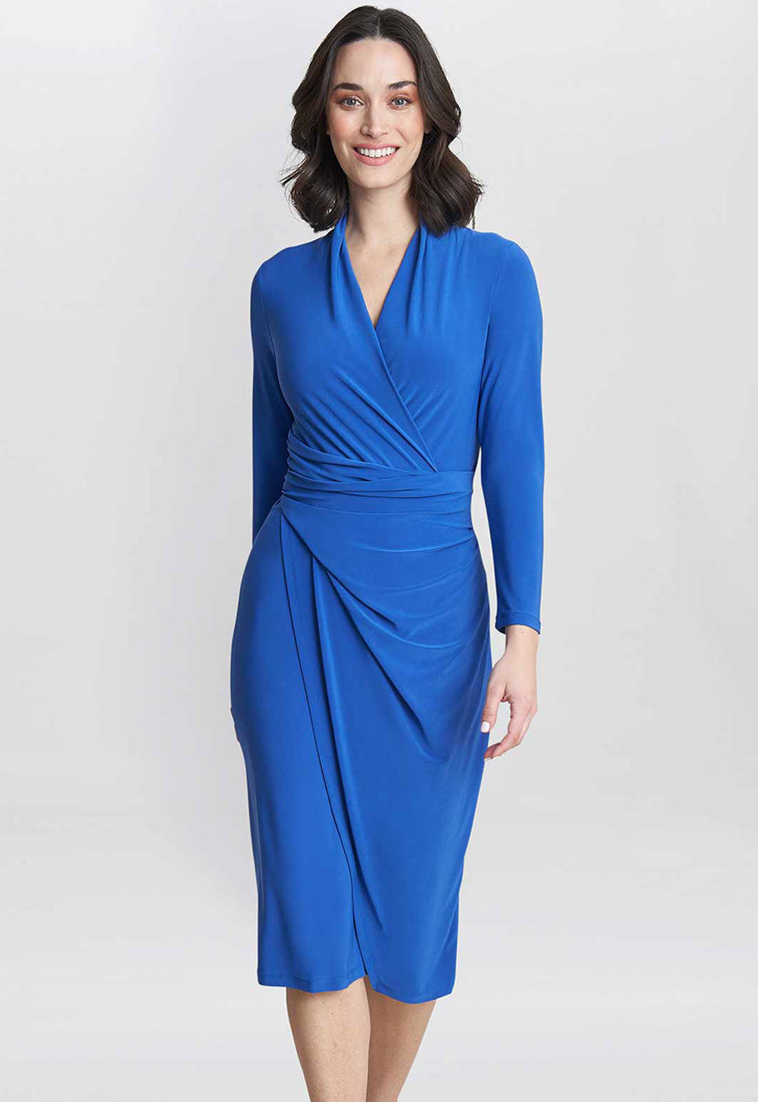 Gina Bacconi Blue Gloria Jersey Wrap Dress