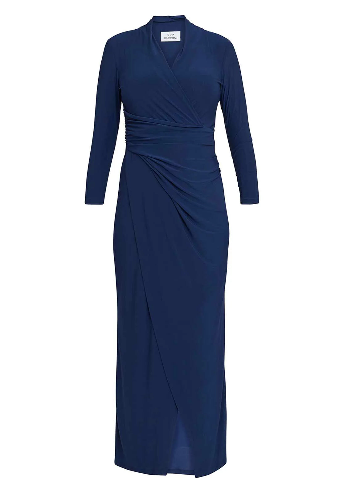 Gina Bacconi Navy Hilary Jersey Wrap Maxi Dress