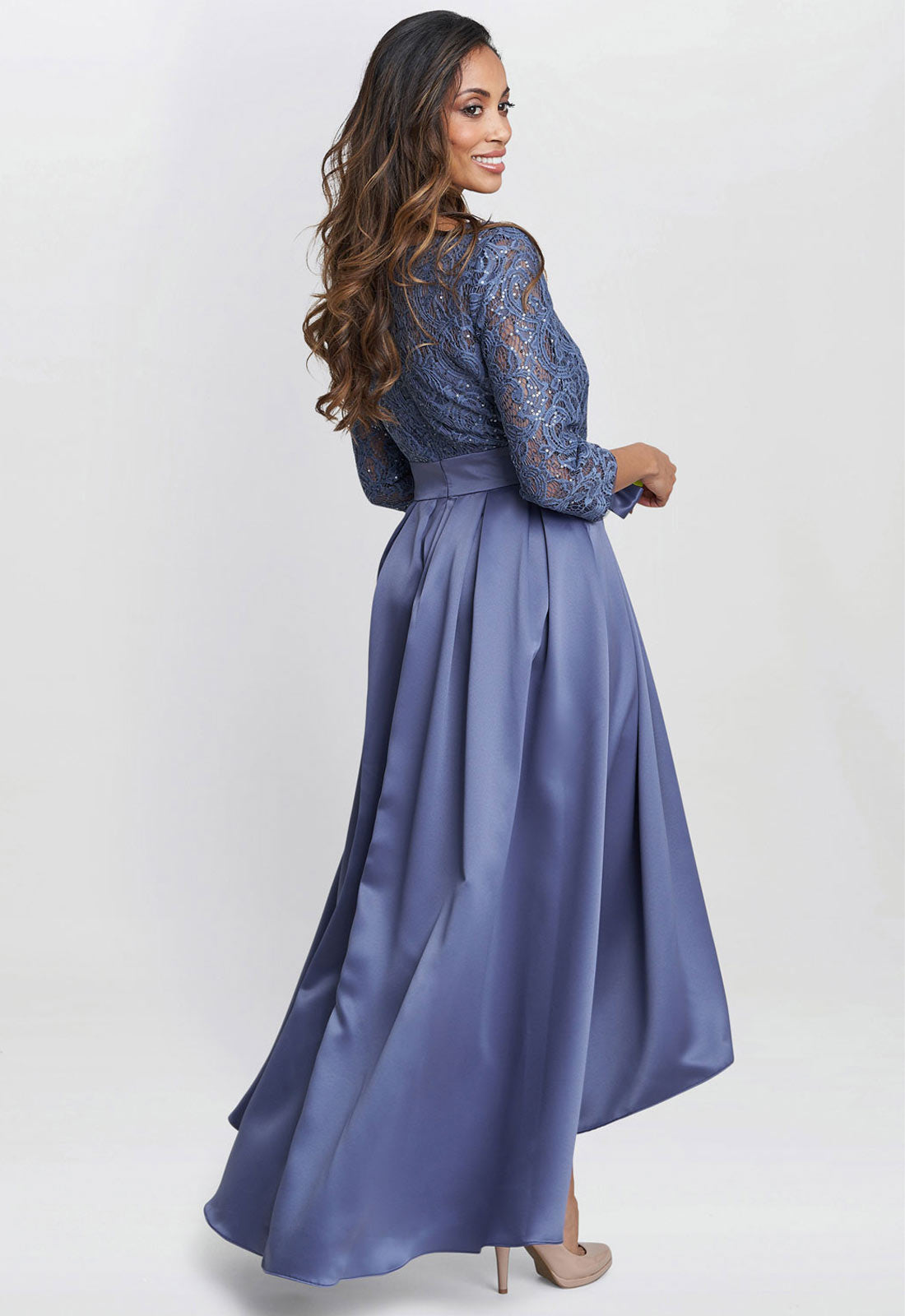 Gina Bacconi Blue Leona Sequin Lace Dress