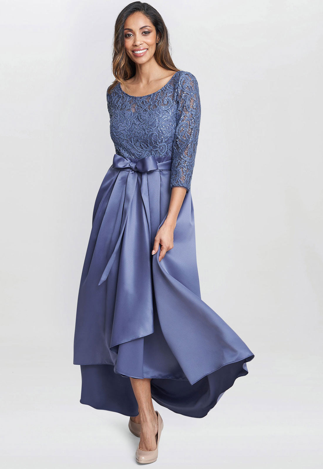 Gina Bacconi Blue Leona Sequin Lace Dress