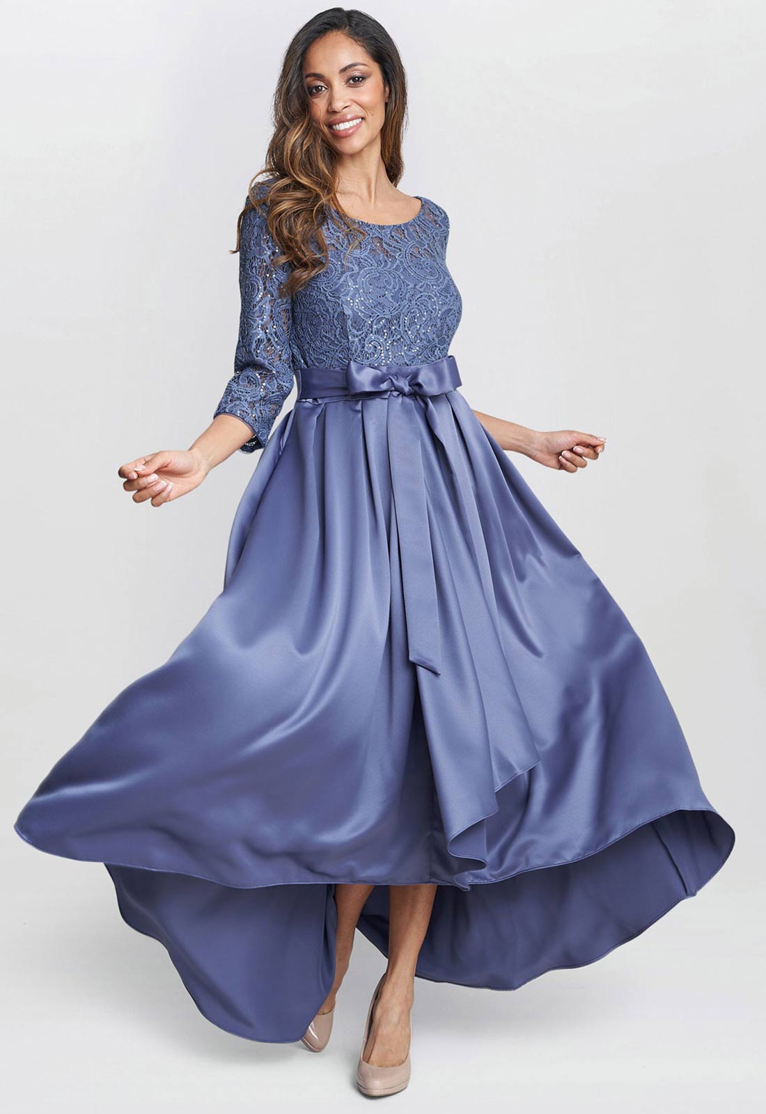 Gina Bacconi Blue Leona Sequin Lace Dress