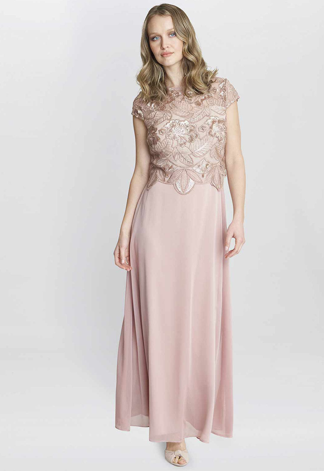 Gina Bacconi Rose Pink Shirley Maxi Dress