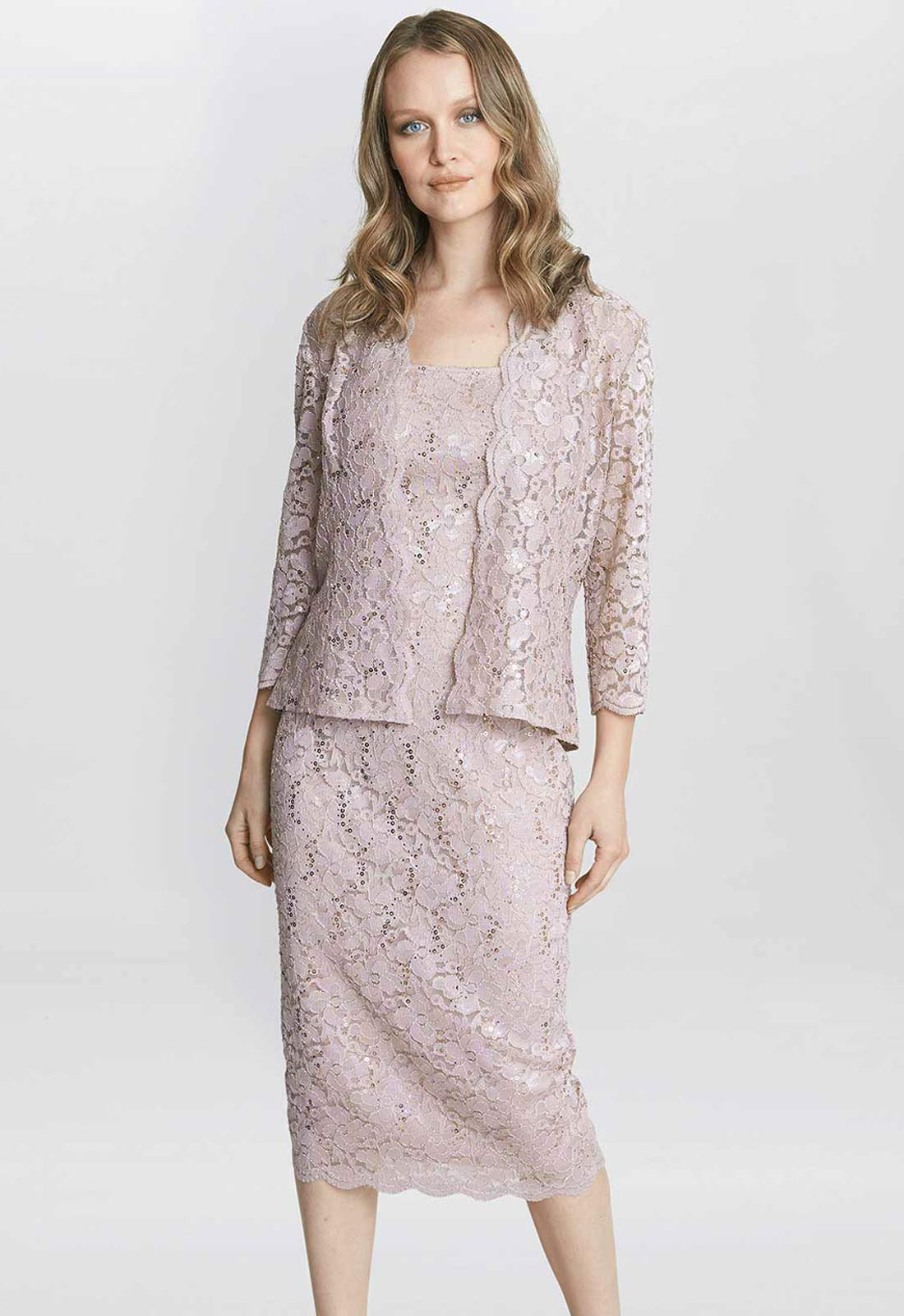 Gina Bacconi Blush Kayla Lace Jacket And Dress