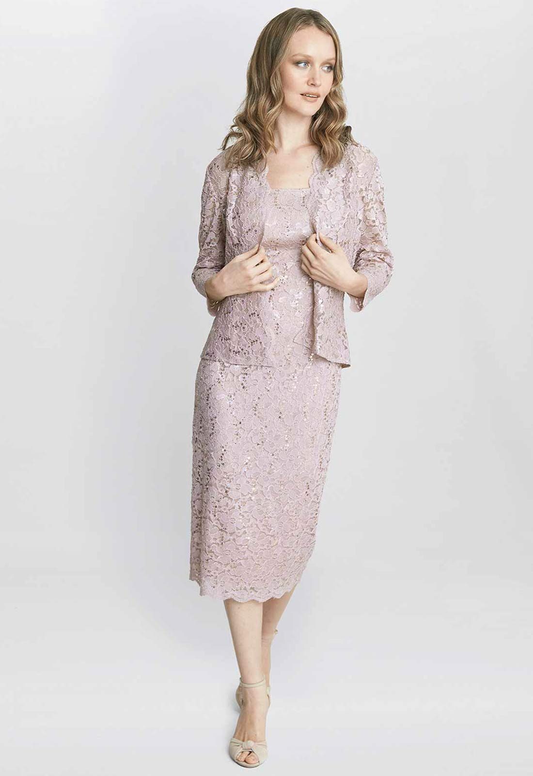 Gina Bacconi Blush Kayla Lace Jacket And Dress