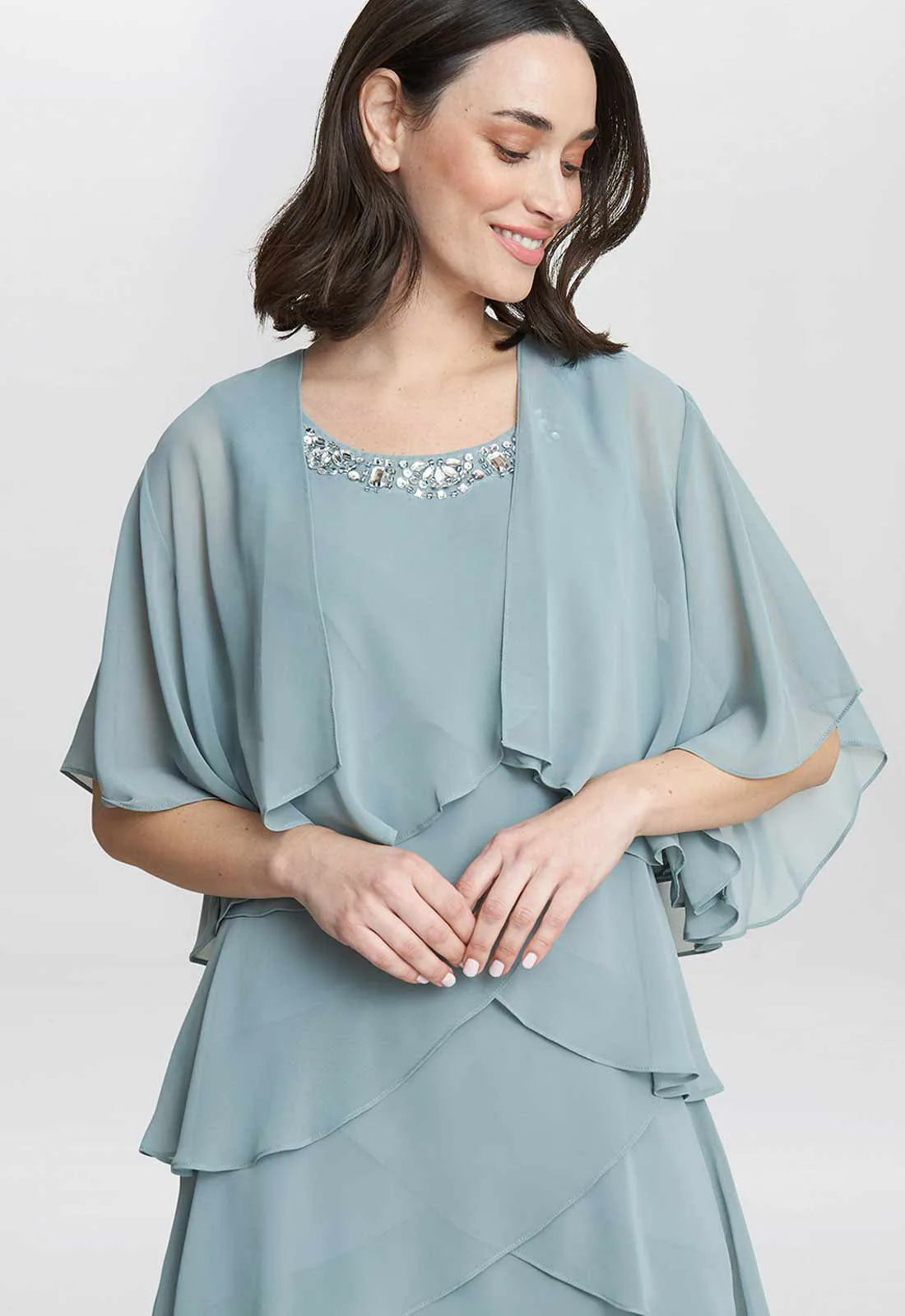 Gina Bacconi Blue Toni Layered Dress with Jacket