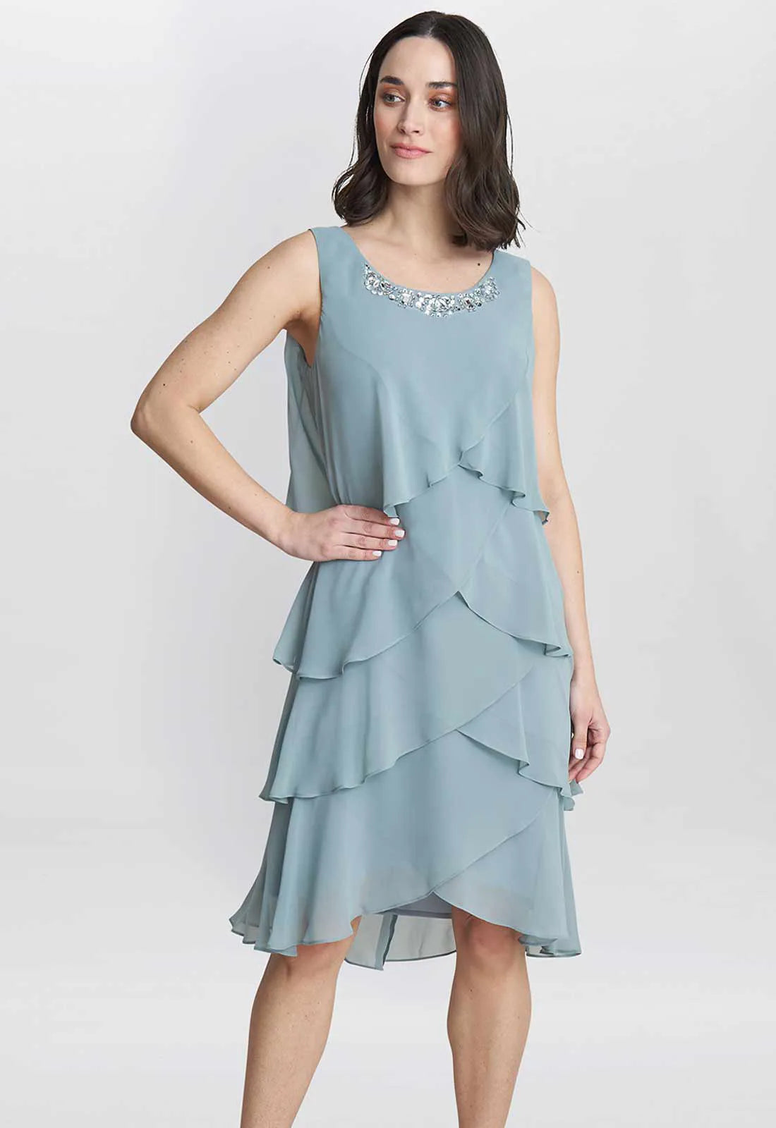 Gina Bacconi Blue Toni Layered Dress with Jacket