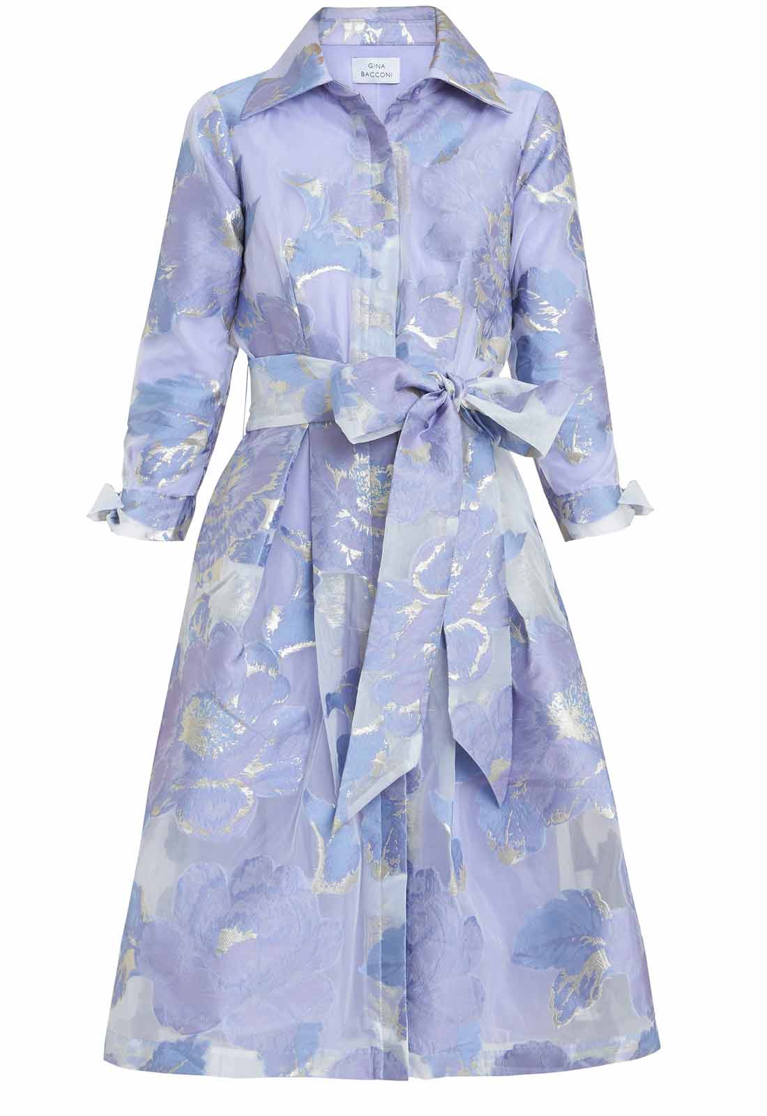 Gina Bacconi Blue Lauren Jacquard Shirt Dress