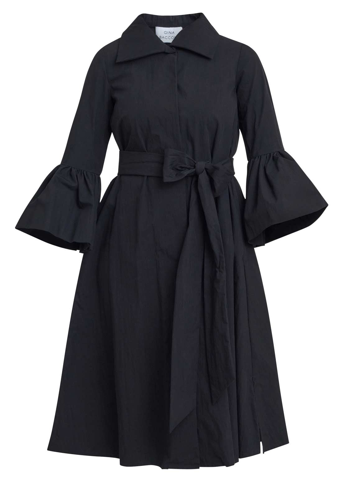 Gina Bacconi Black Melinda Taffeta Shirt Dress