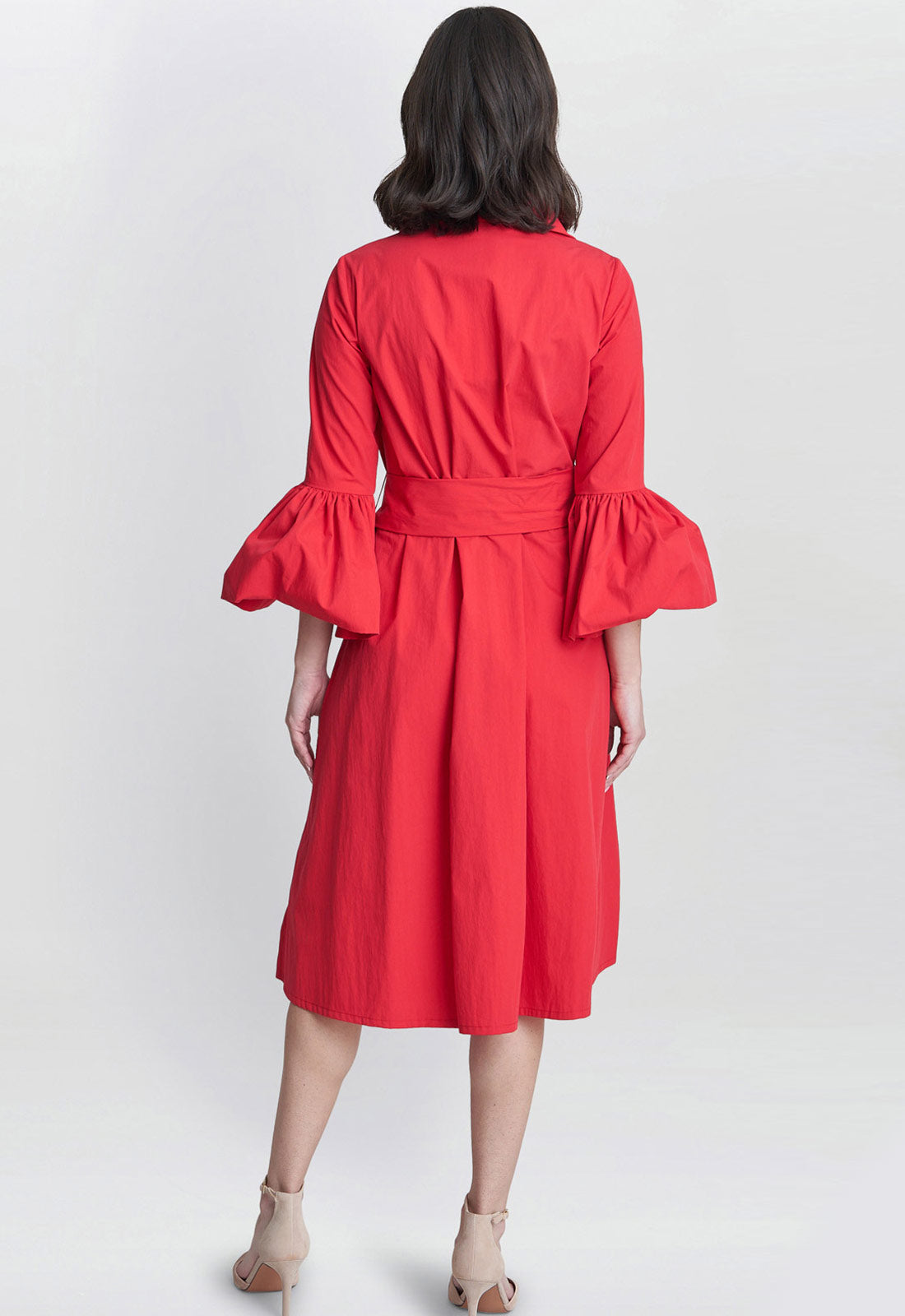 Gina Bacconi Red Melinda Taffeta Shirt Dress