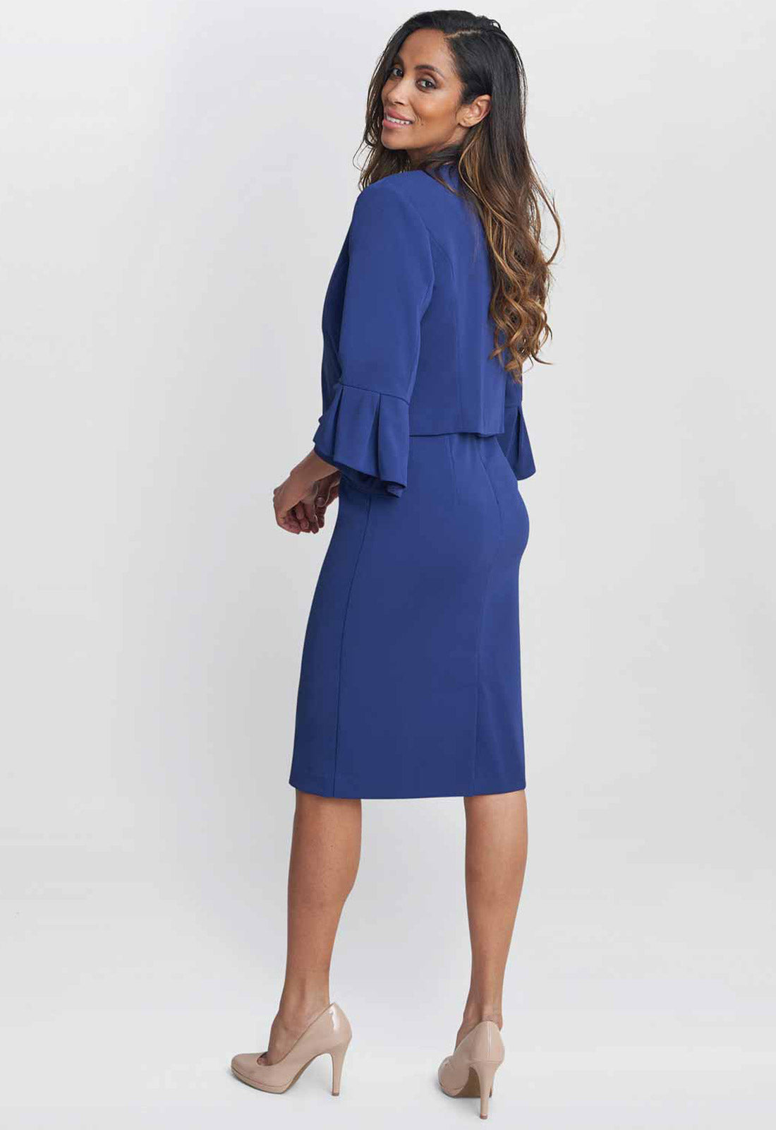 Gina Bacconi Navy Melissa Crepe Dress And Jacket
