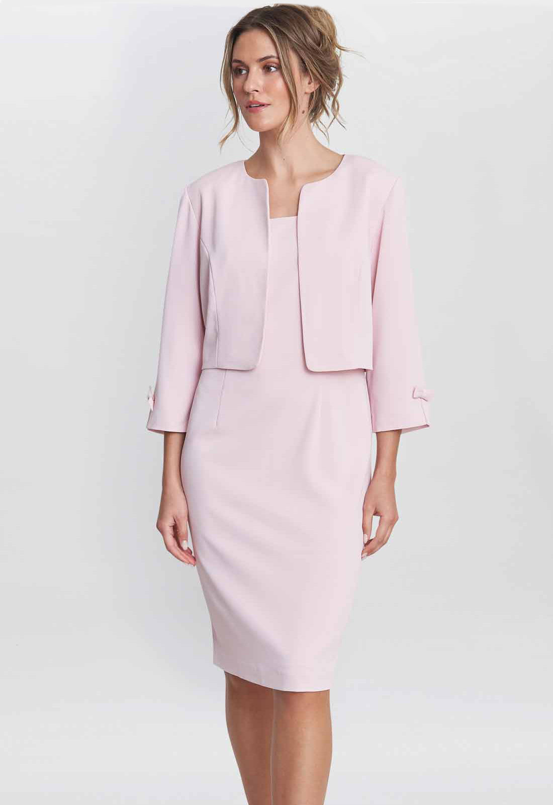 Gina Bacconi Pink Corinne Crepe Dress And Jacket