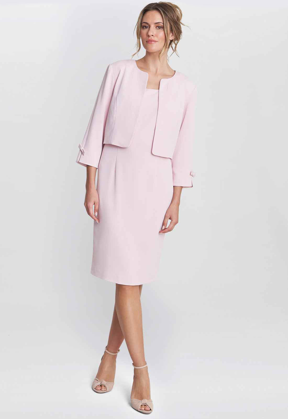 Gina Bacconi Pink Corinne Crepe Dress And Jacket