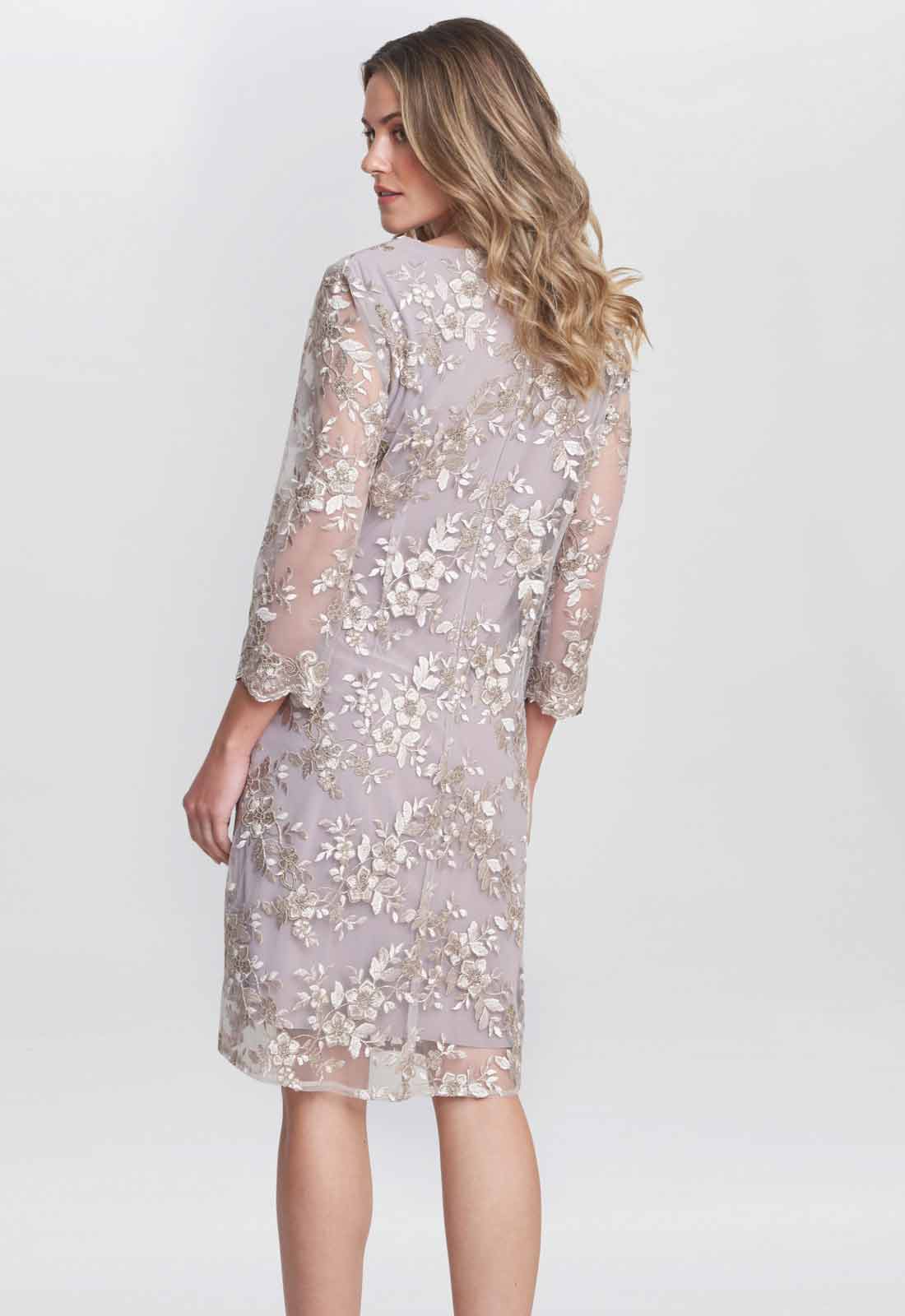 Gina Bacconi Lilac Daryl Embroidered Mock Jacket Dress