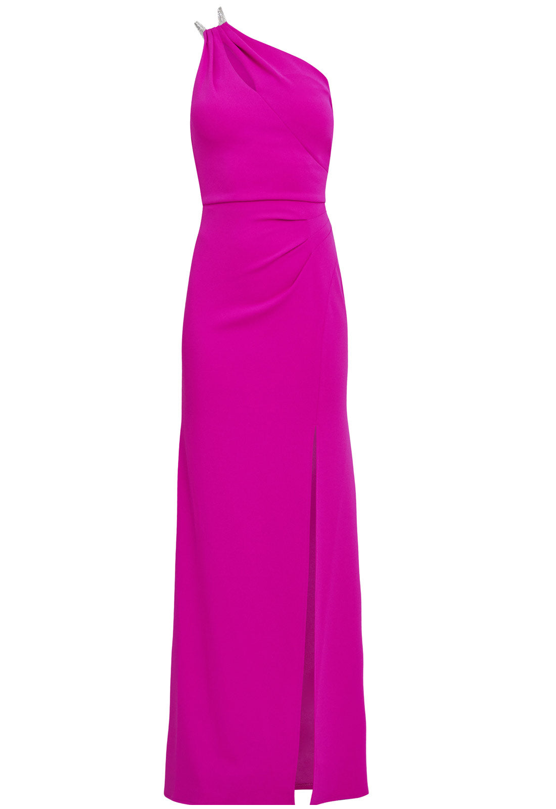 Gina Bacconi Fuchsia Bryony One Shoulder Maxi Dress