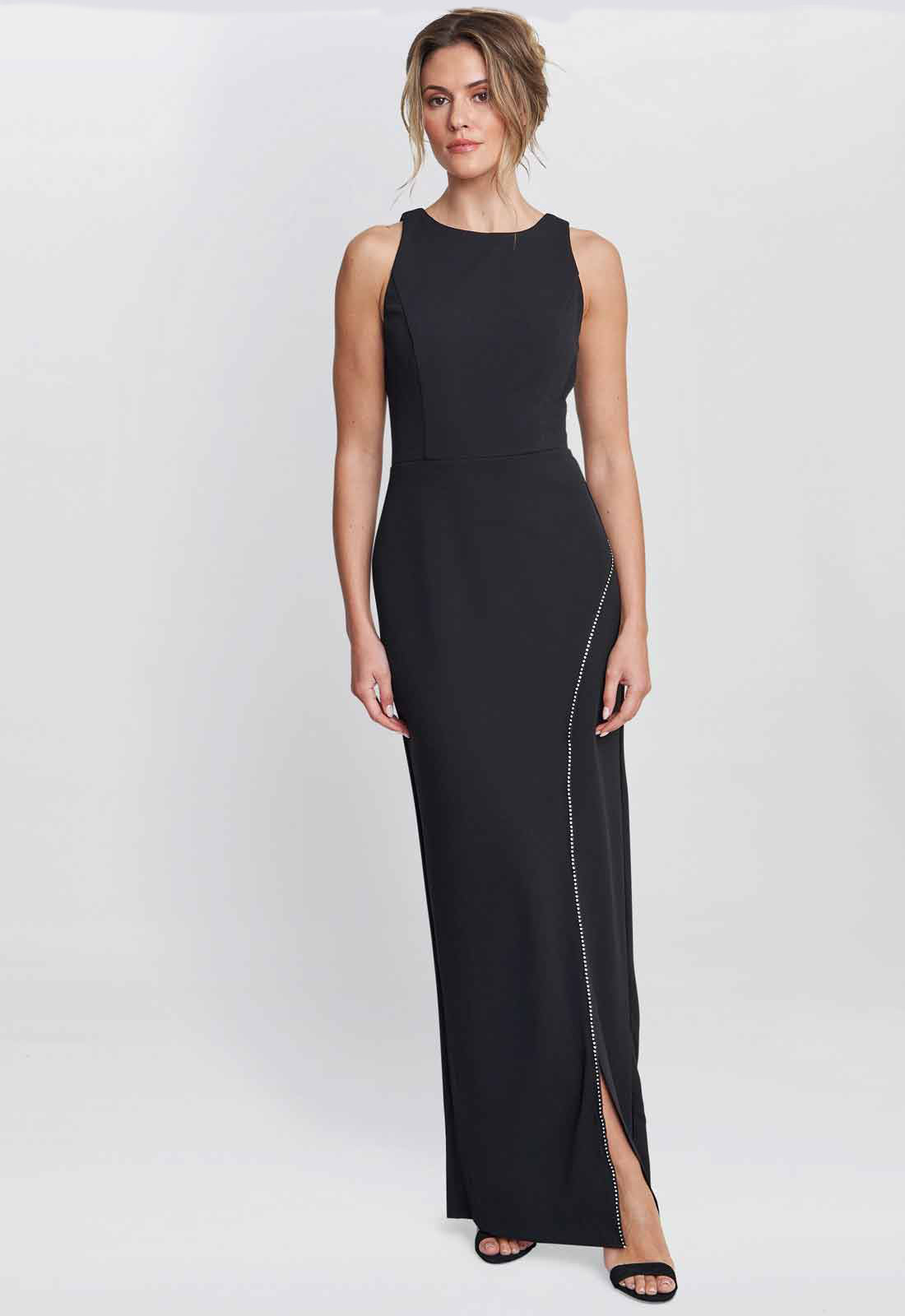 Gina Bacconi Black Esmeralda Sleeveless Column Maxi Dress