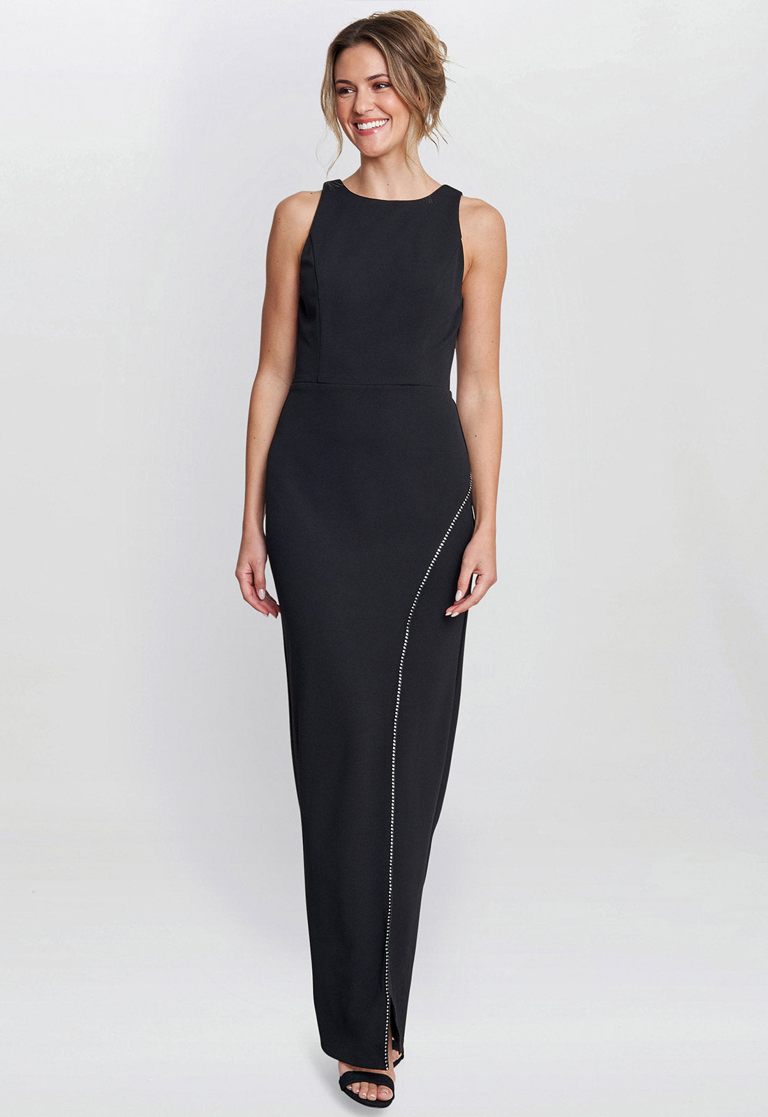 Gina Bacconi Black Esmeralda Sleeveless Column Maxi Dress