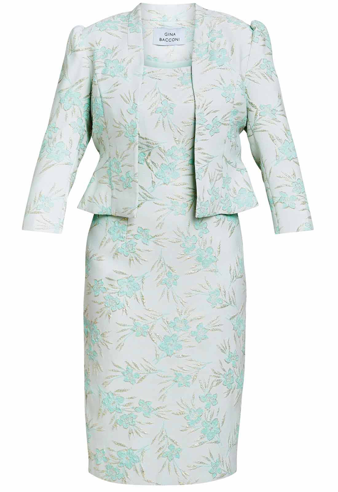 Gina Bacconi Aqua Eva Floral Jacquard Dress And Jacket