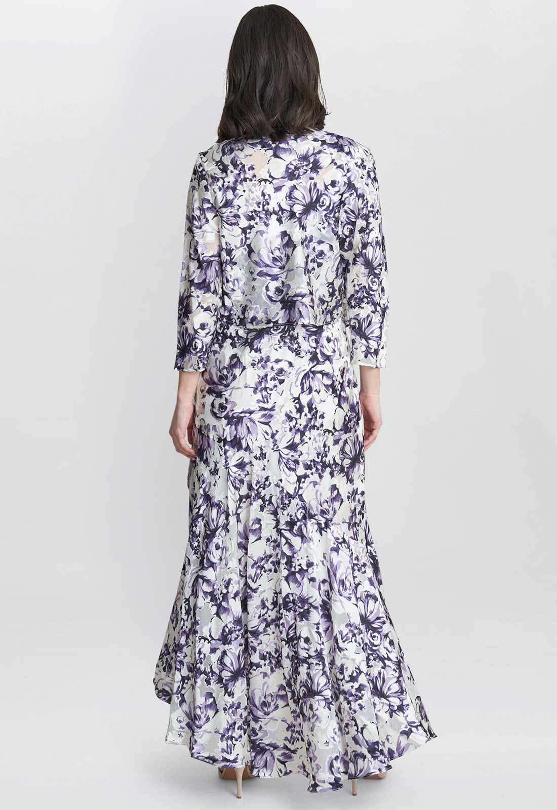 Gina Bacconi Purple Rina Printed Dress And Jacket