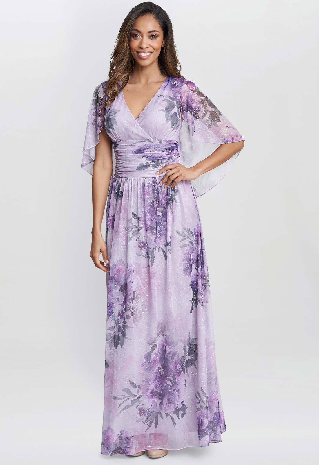 Gina Bacconi Pink Caroline Print Maxi Dress