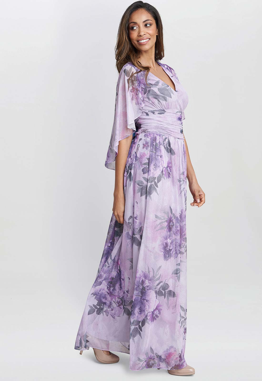 Gina Bacconi Pink Caroline Print Maxi Dress