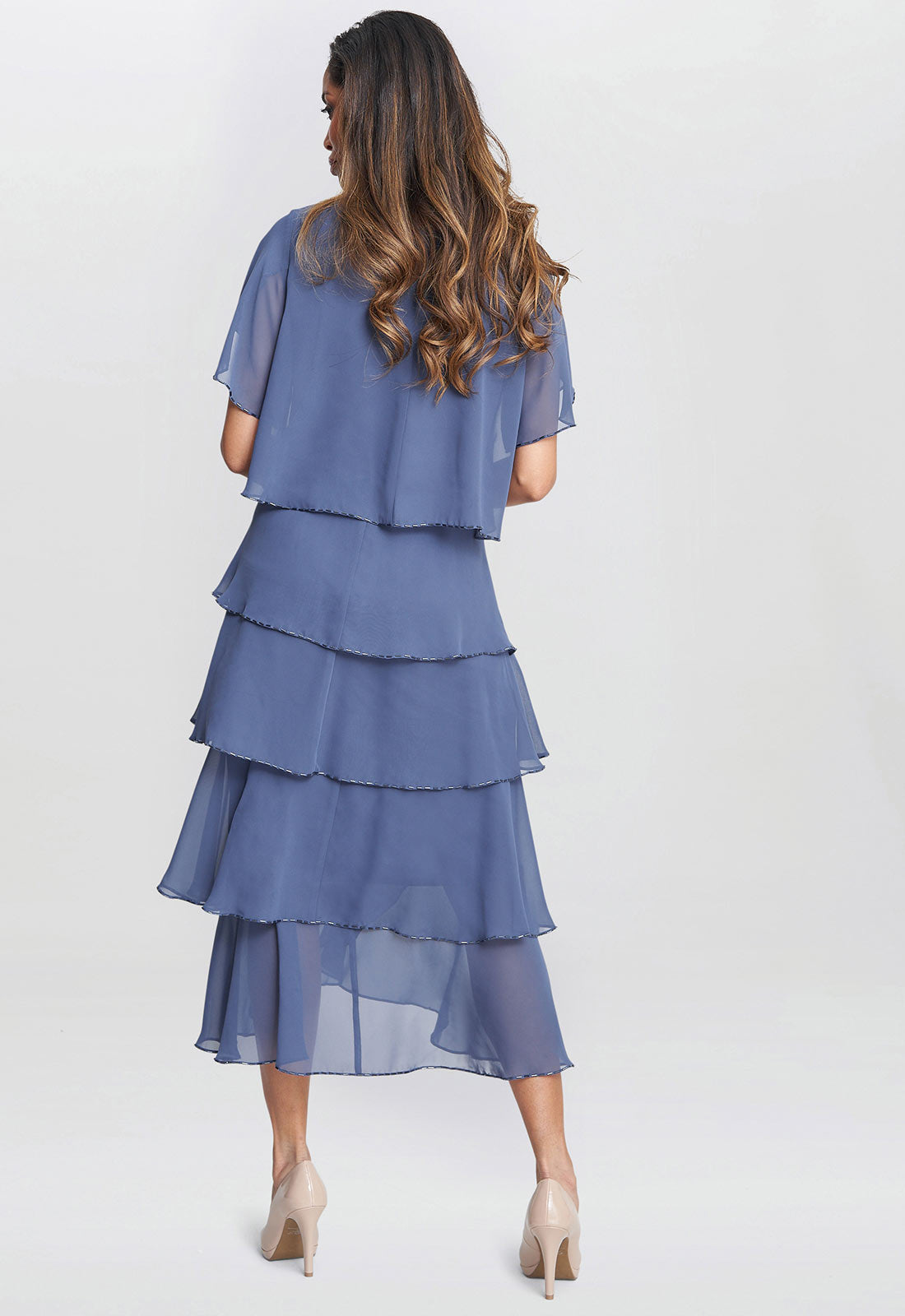 Gina Bacconi Blue Fleur Midi Dress