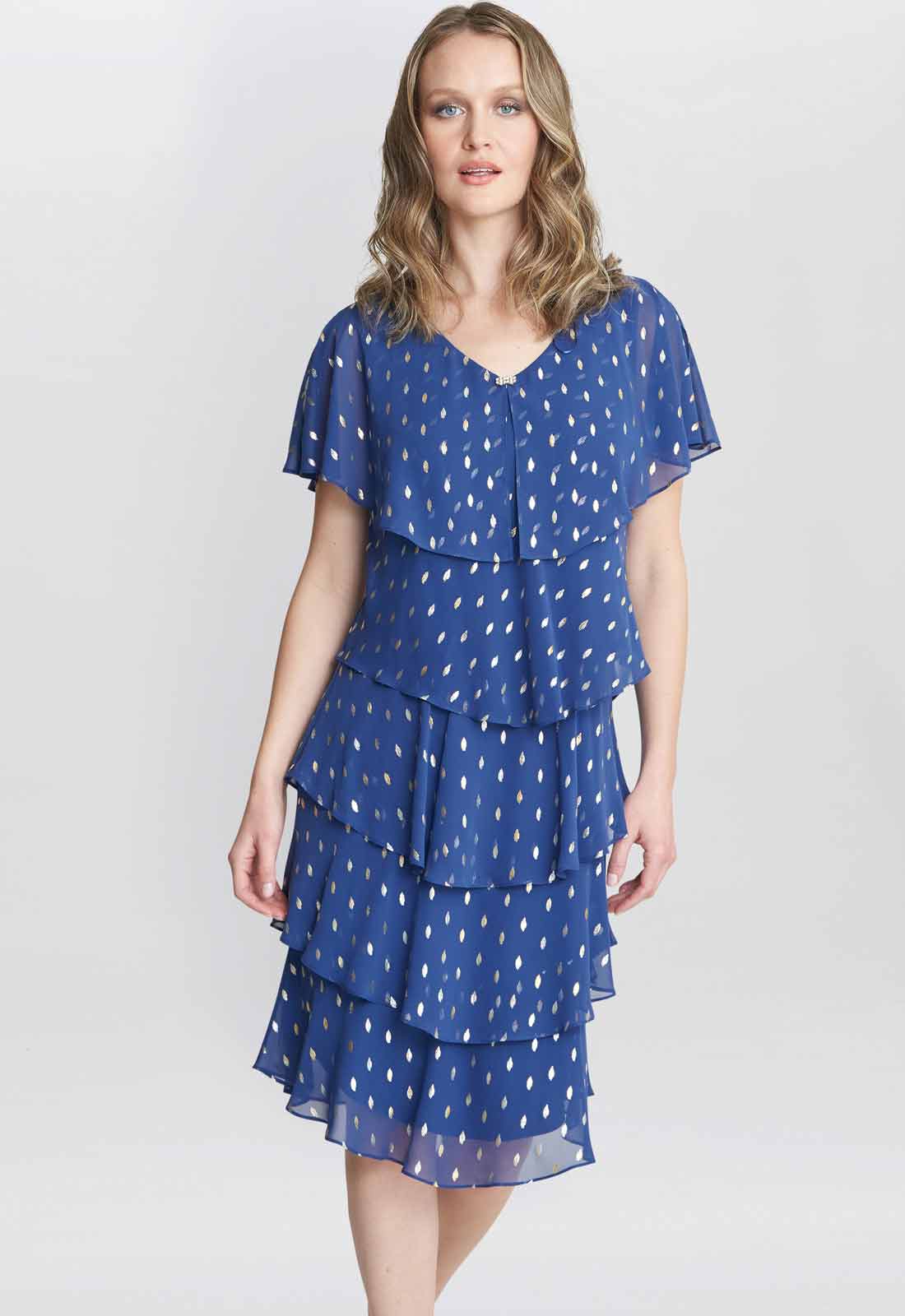 Gina Bacconi Navy Polka Dot Juliette Cocktail Dress