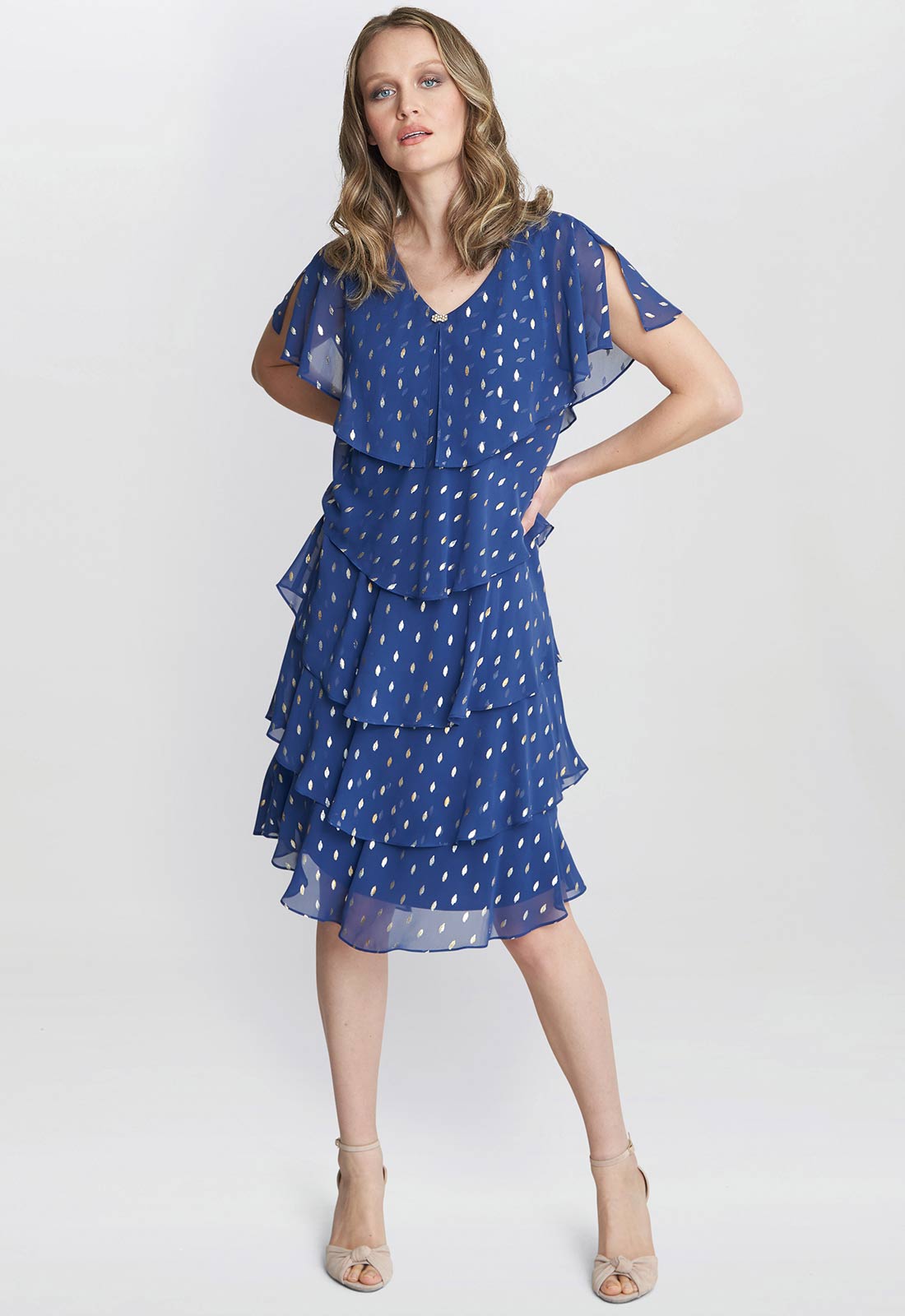 Gina Bacconi Navy Polka Dot Juliette Cocktail Dress