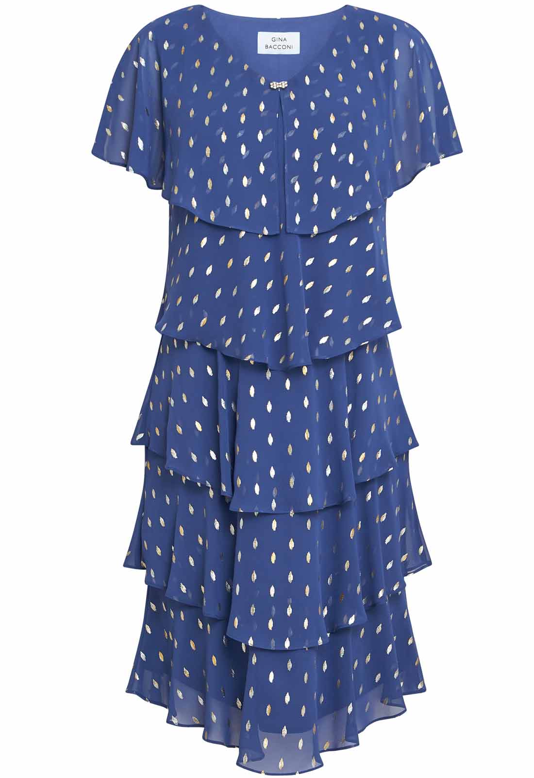 Gina Bacconi Navy Polka Dot Juliette Cocktail Dress